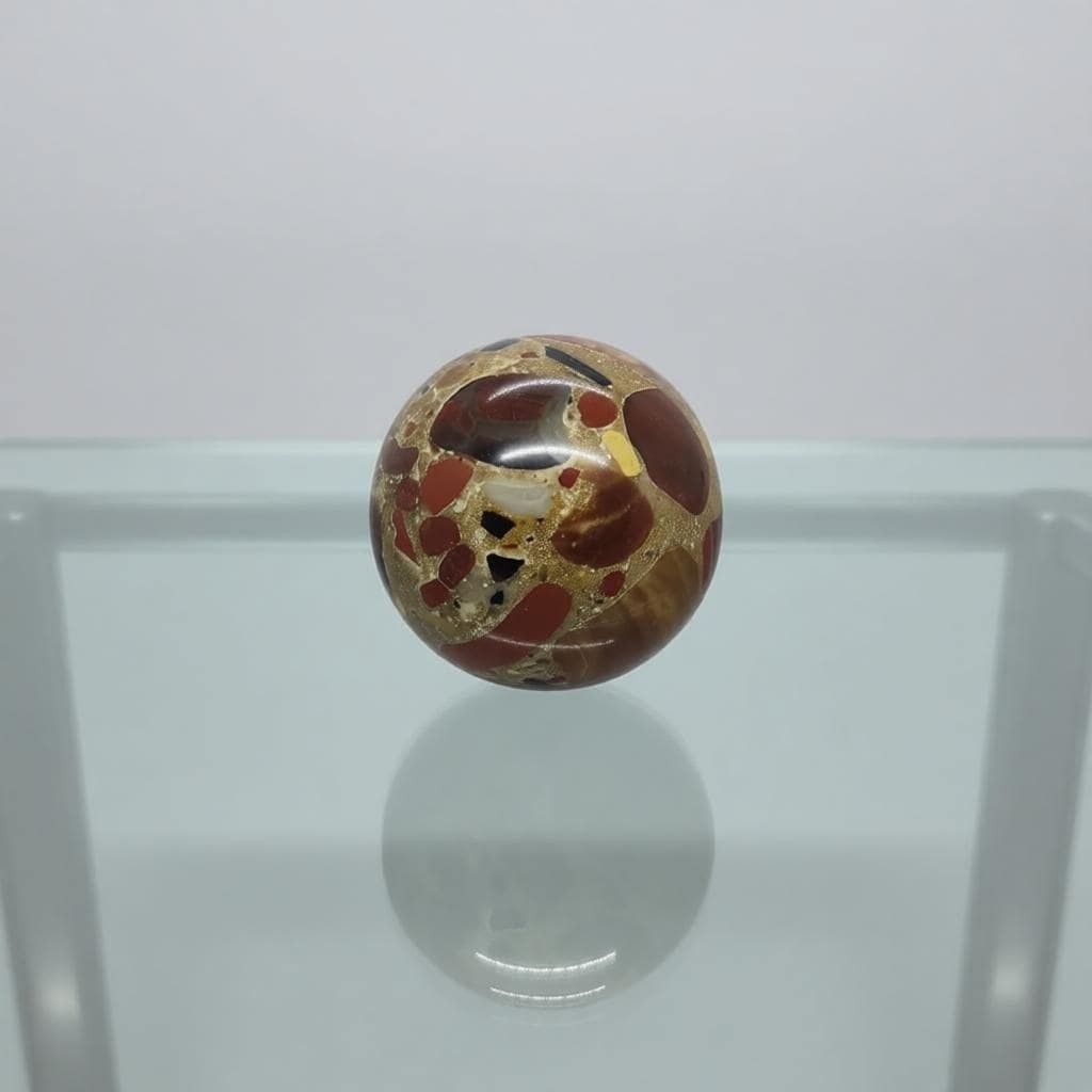 Red Cobra Jasper Sphere Crystal Ball, Polished Orb with Wooden Stand Decor