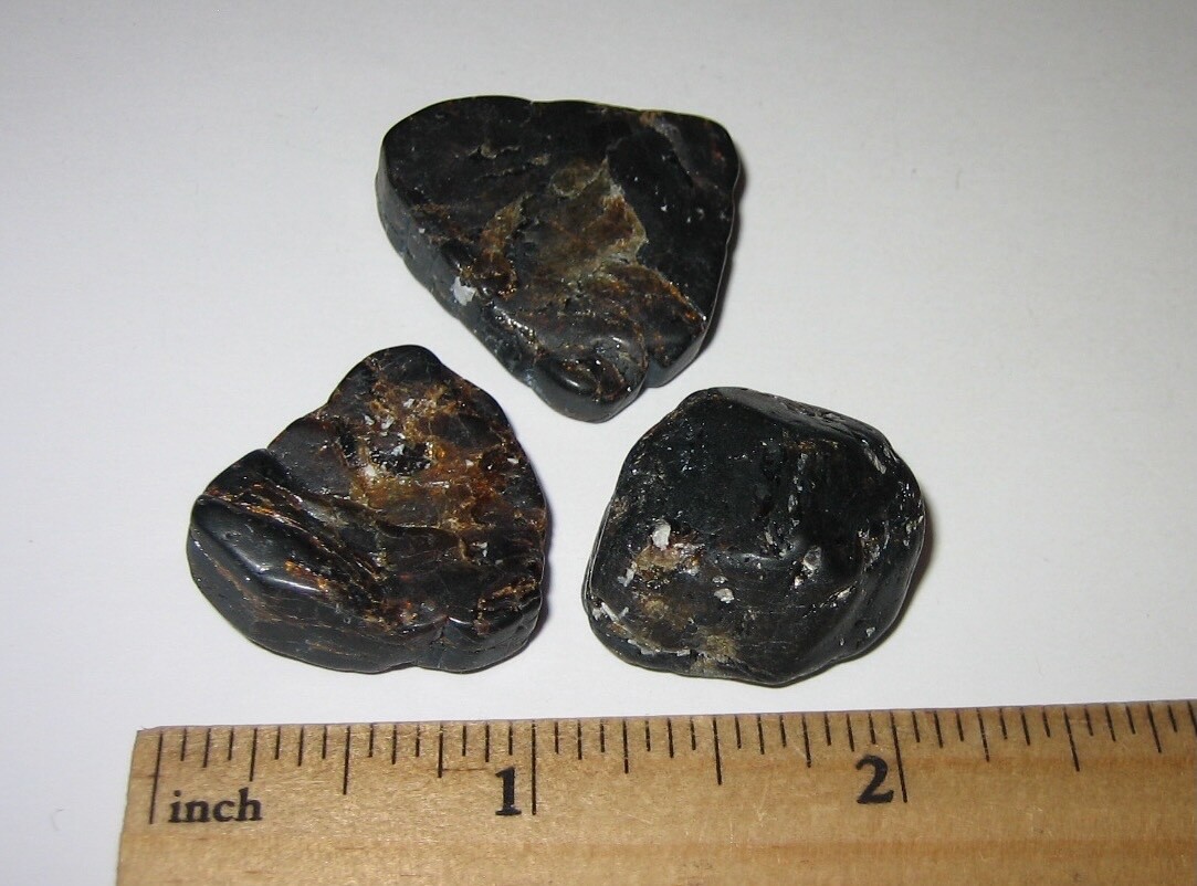 3 TUMBLED NATURAL 0.8″- 1.1″ DRAVITE BROWN TOURMALINE CRYSTAL STONES ~ 33.8g *1