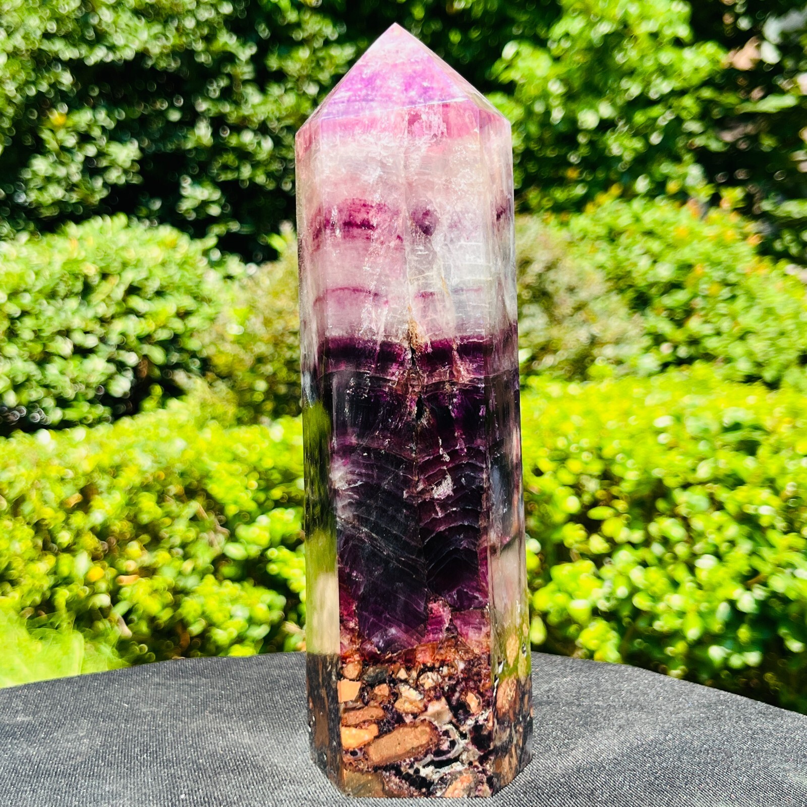 3.6LB Natural Fluorite crystal Hexagonal point Column Healing Reiki Stone 275