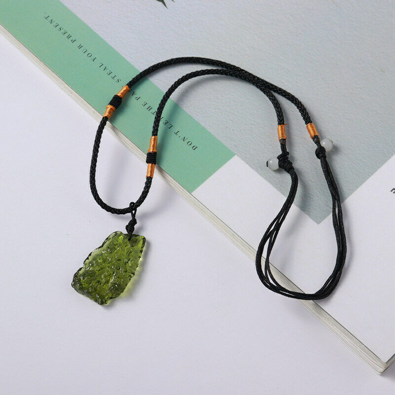 Natural Crystal Green Gem Moldavite Meteorite Glass Necklace Pendant Charm Stone
