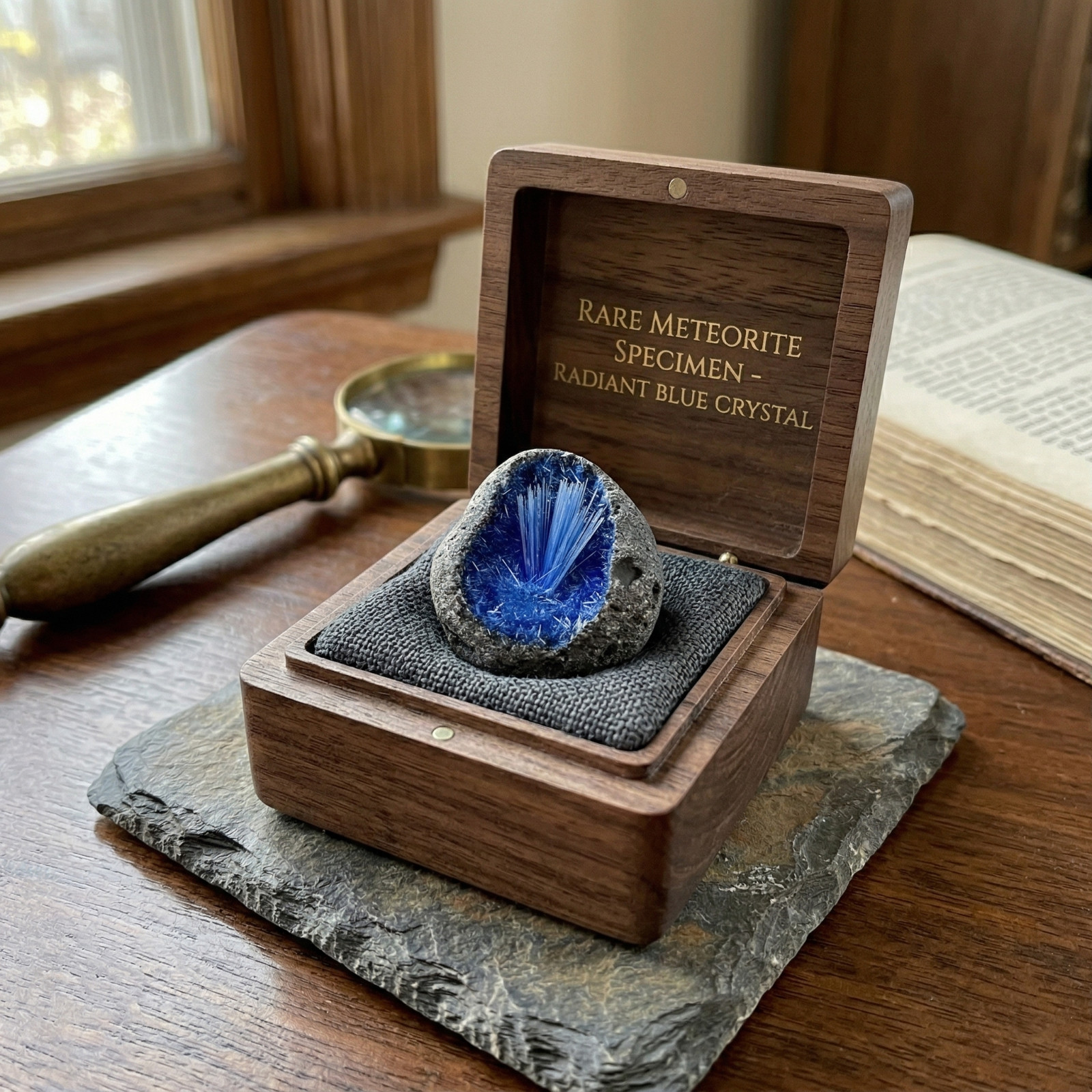 Natural meteorite Specimen, quartz crystal,Goethite, Blue copper ore, Decoration