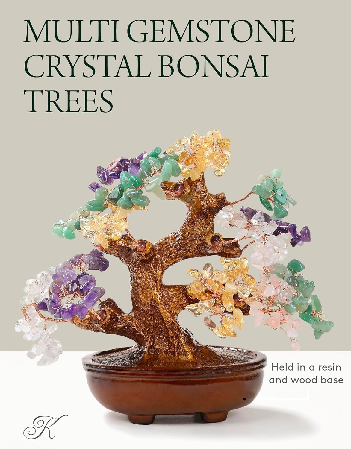 8″ Tree of Life Gemstone Chakra Crystal Bonsai for Healing & Luck