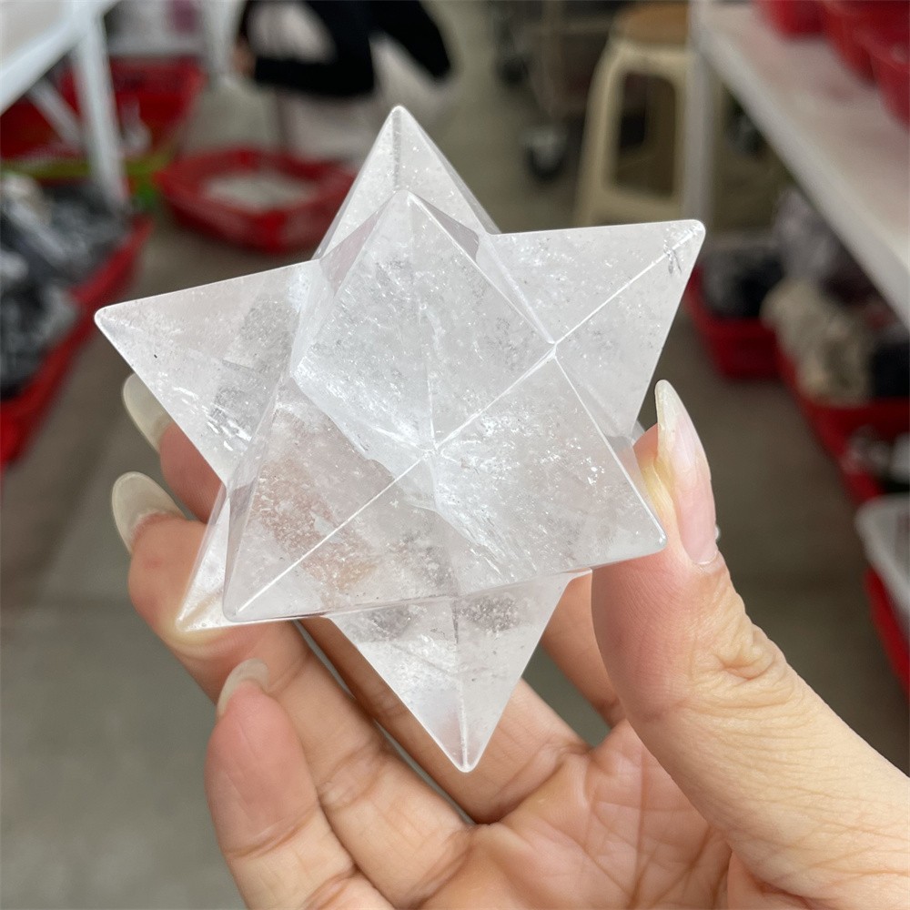 0.5LB 2.5″ Natural Clear Quartz Merkaba Carved Crystal Carving Heal Energy Gift