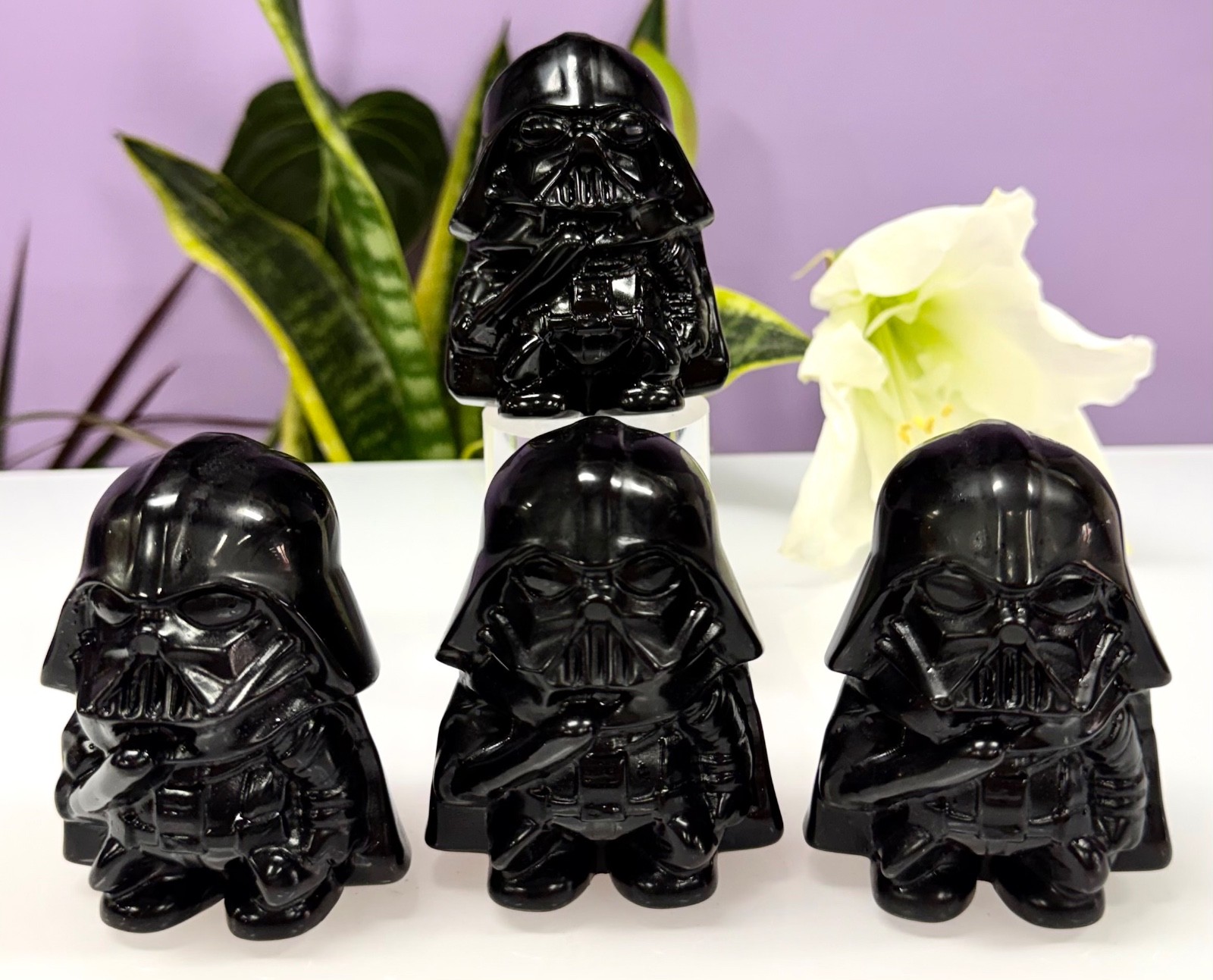 Wholesale Lot 4 Pcs Natural 8cm Black Obsidian Darth Vader Healing Energy