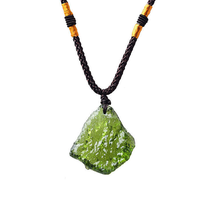 Natural Crystal Green Gem Moldavite Meteorite Glass Necklace Pendant Charm Stone