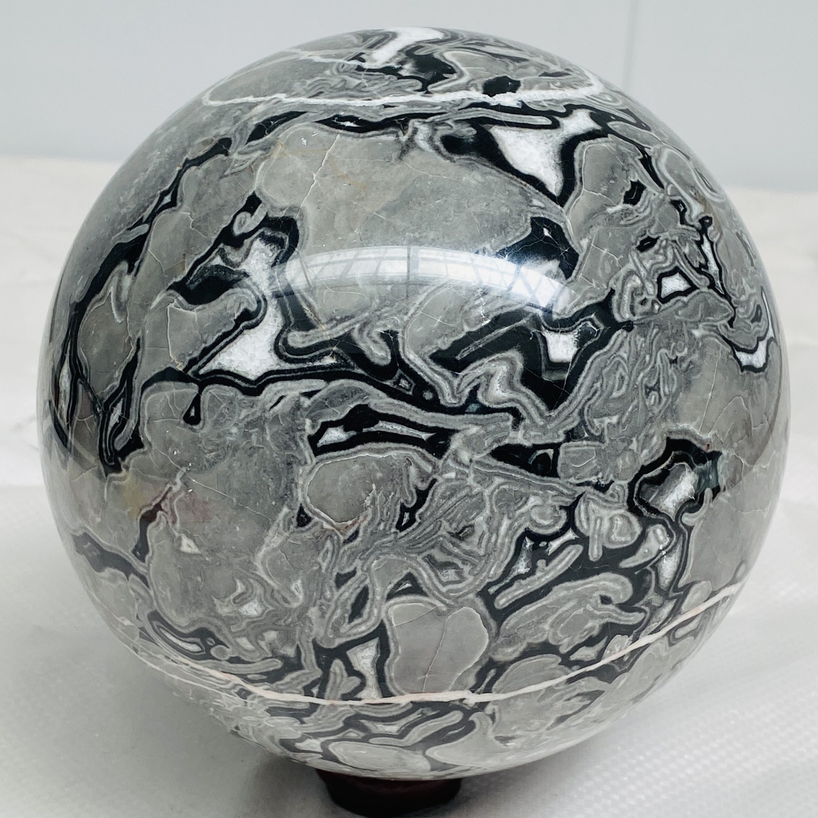Natural Picasso Jasper Sphere Black Gray Crystal Ball Healing 4520G (9.96LB)
