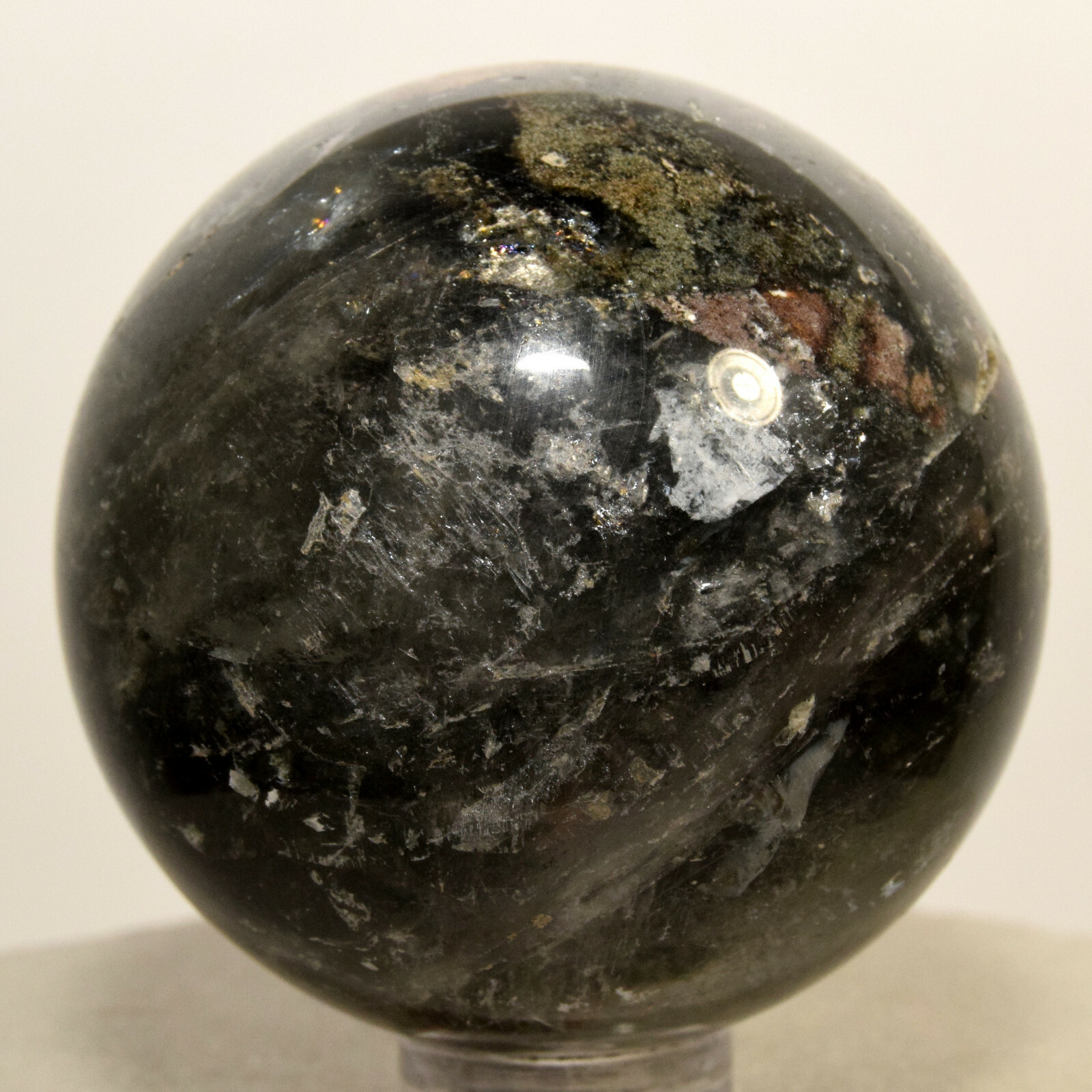 46mm Rainbow Chlorite Quartz Sphere Natural Green Red Phantom Mineral Ball China