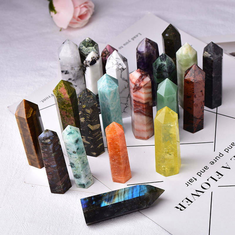 Natural Colorful 3-11CM Quartz Crystal Point Obelisk Hexagonal Healing Mineral#