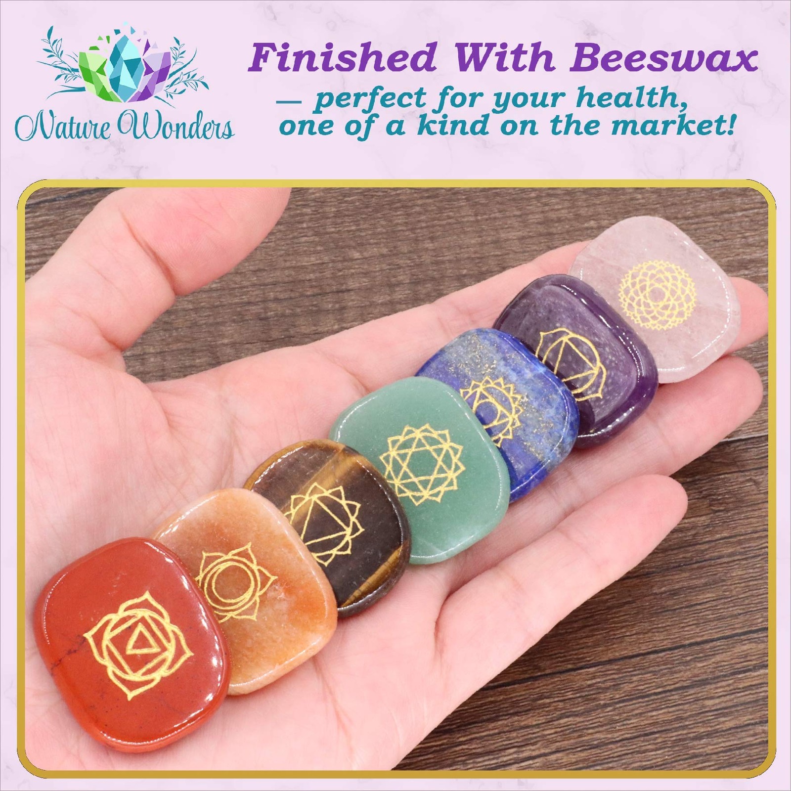 NatureWonders All Natural Chakra Stone Set with Information Brochure & Travel…