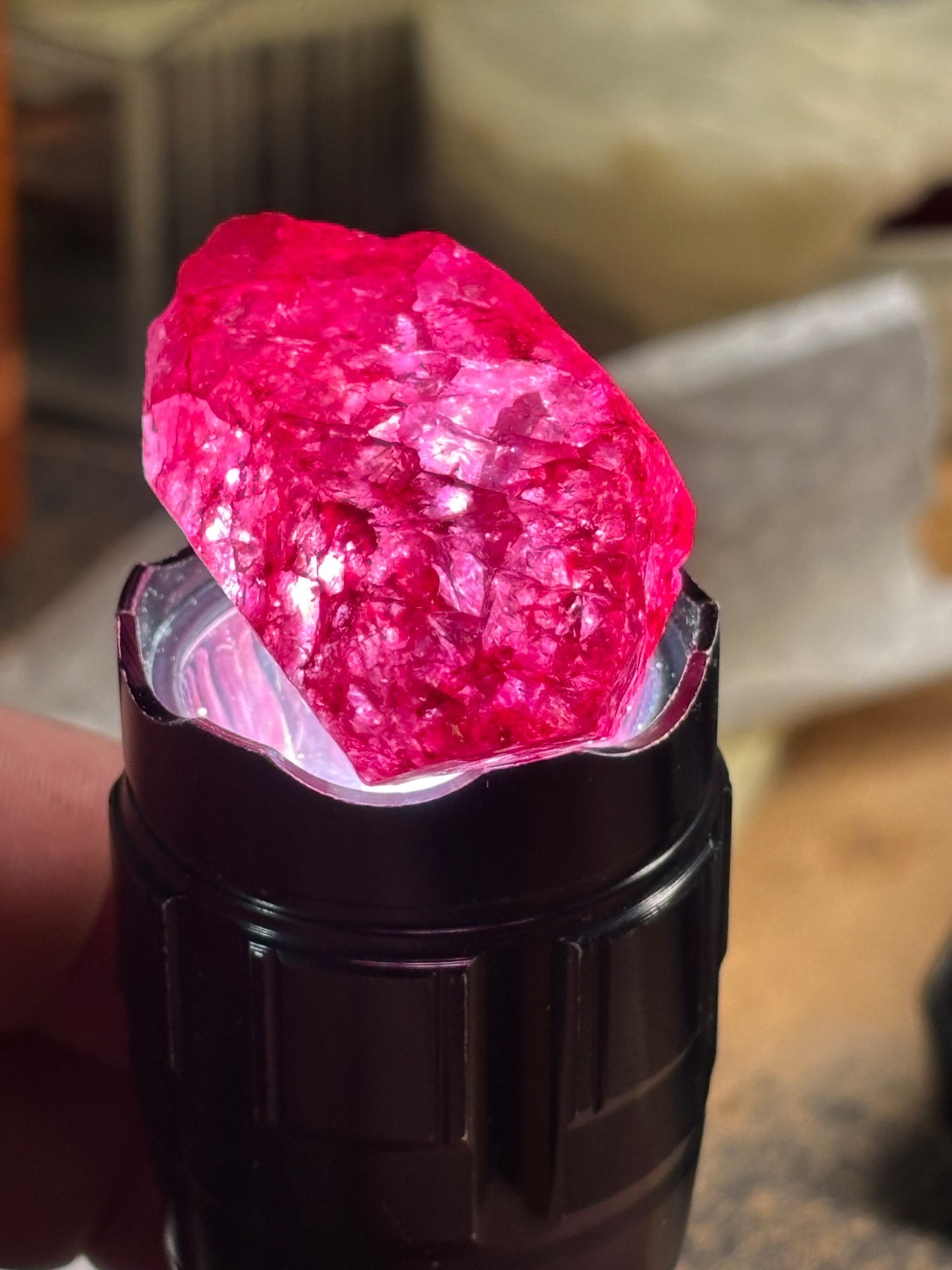 Dyed fractured Quartz crystal RUBY CORUNDUM ?? Wicca Pagan Mystic OCCULT