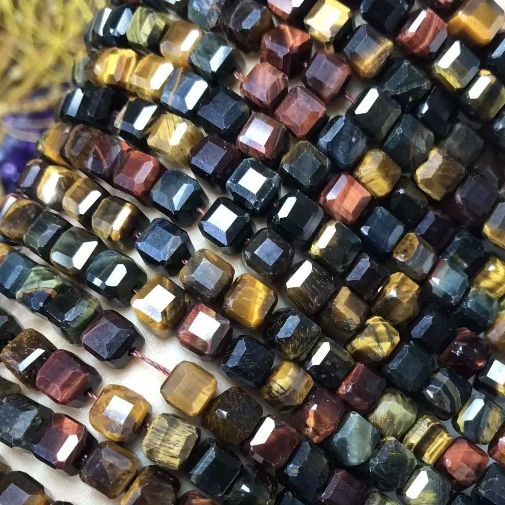 Honeycomb-shaped cubic cut gemstones, multi-colored square loose beads DIY