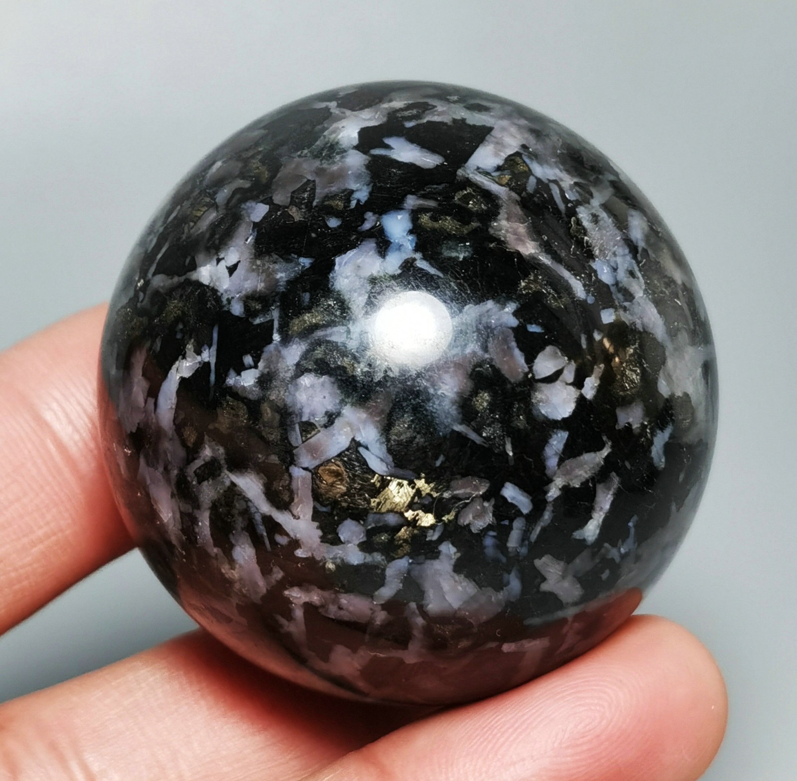 Natural Rare MERLINITE Mystic Sphere Ball Stone Magic Shaman Psilomelane Gabbro