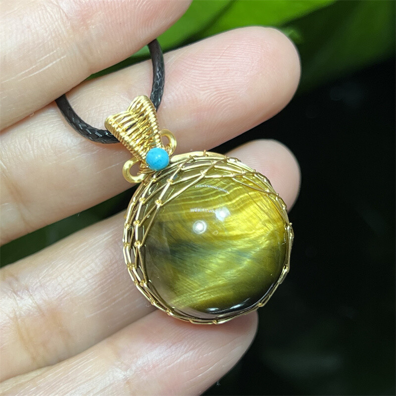 20mm+ Natural Blue Yellow Tiger’s Eye Jasper Sphere Quartz Crystal Ball Gem 1PC