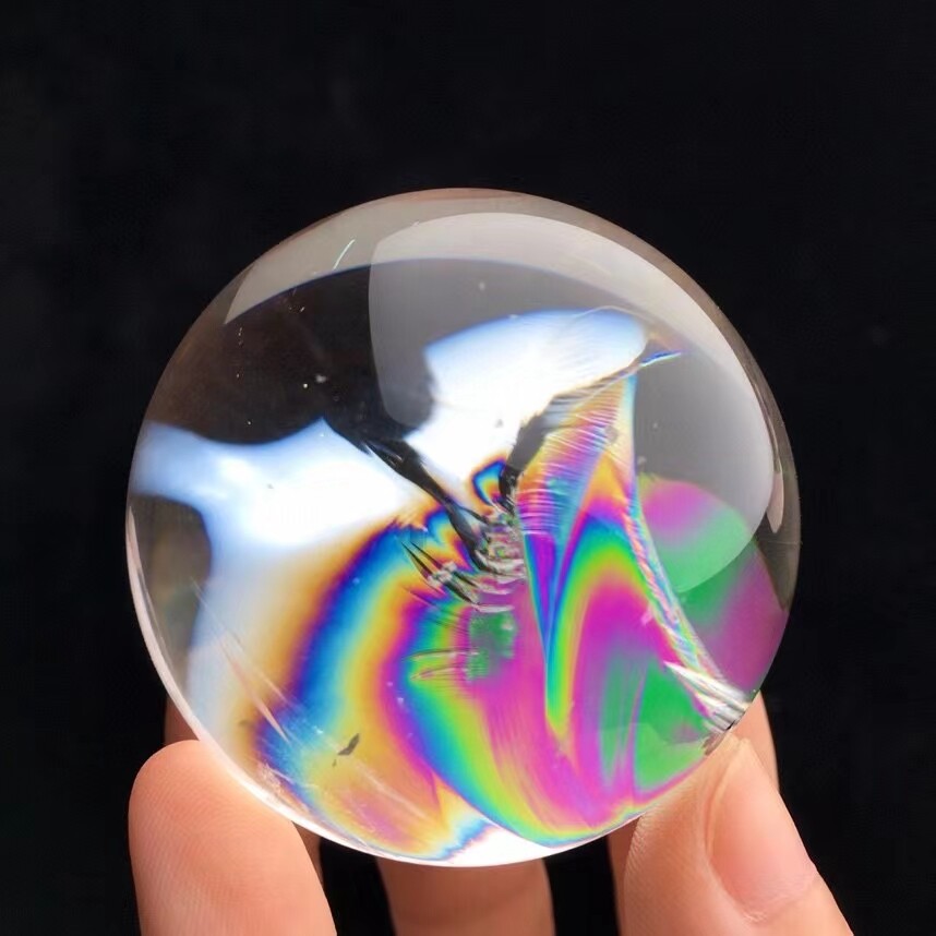 Top Natural Clear Quartz Sphere Rainbow Crystals Ball Healing 160g