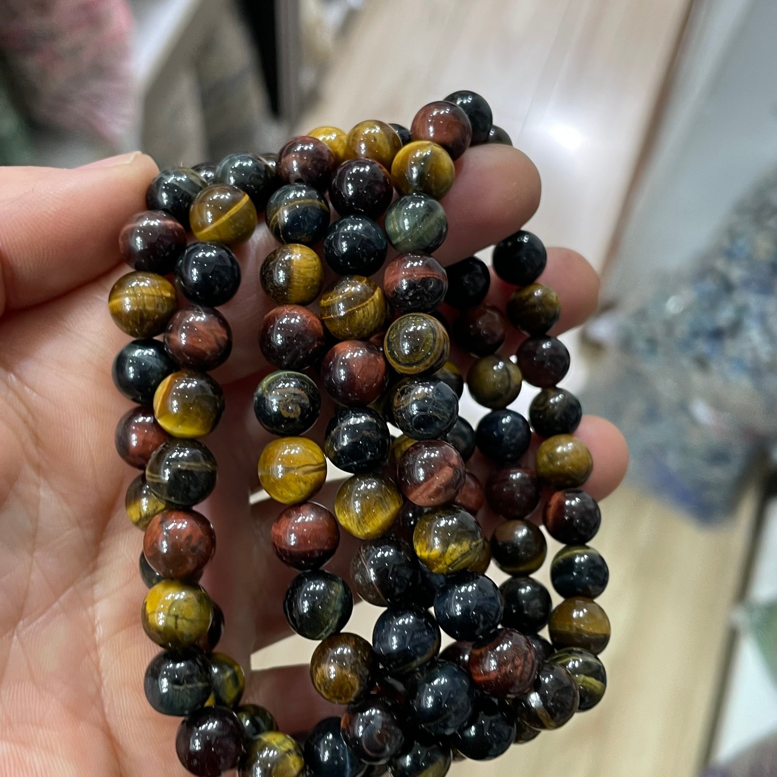 5pc 8mm Natural tiger-eye Bead Bracelet Reiki Crystal Quartz Healing Decorate