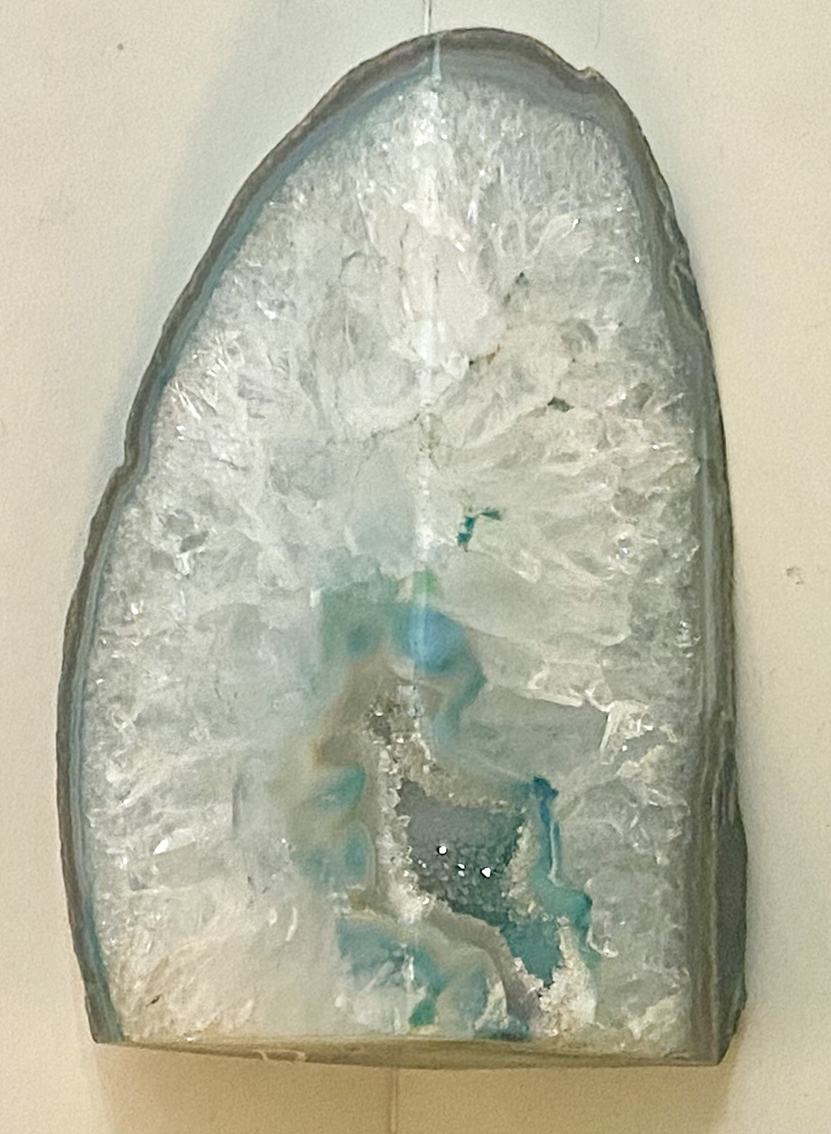 Blue Crystal Agate Geode Beautiful Polished Brazilian Stone – 2 Pounds 7 Ounces