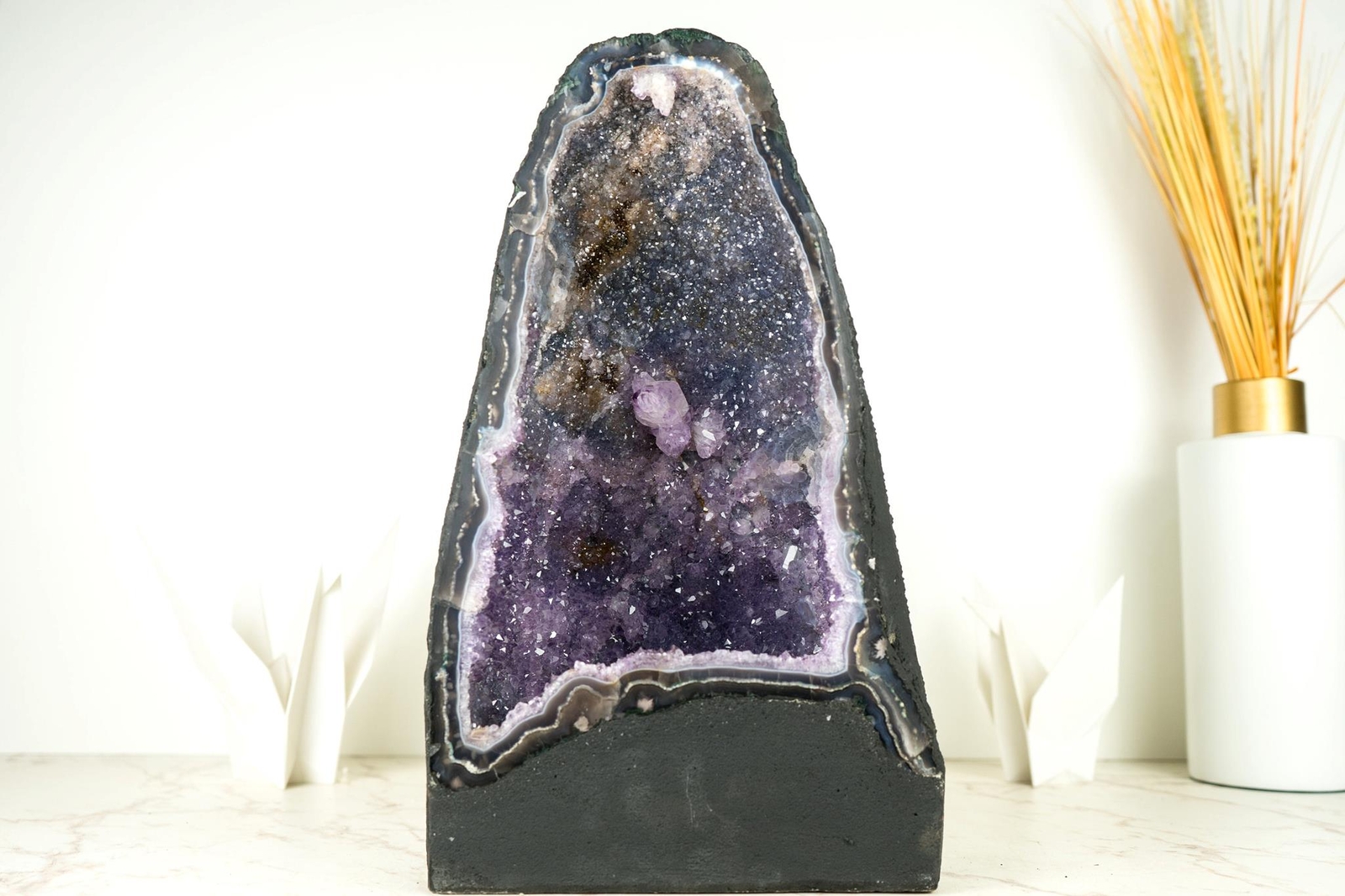 34 LbNatural Amethyst Geode with Blue Galaxy Amethyst and Lace Agate Matrix