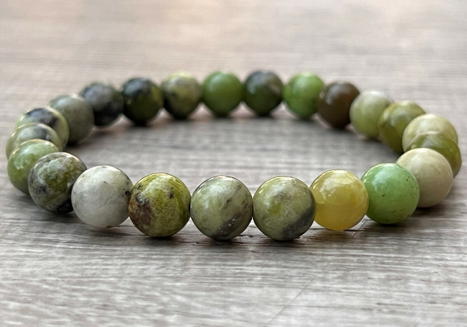 Grade A++ Chrysoprase Crystal Bead Bracelet 8mm, Genuine Chrysoprase Gemstone