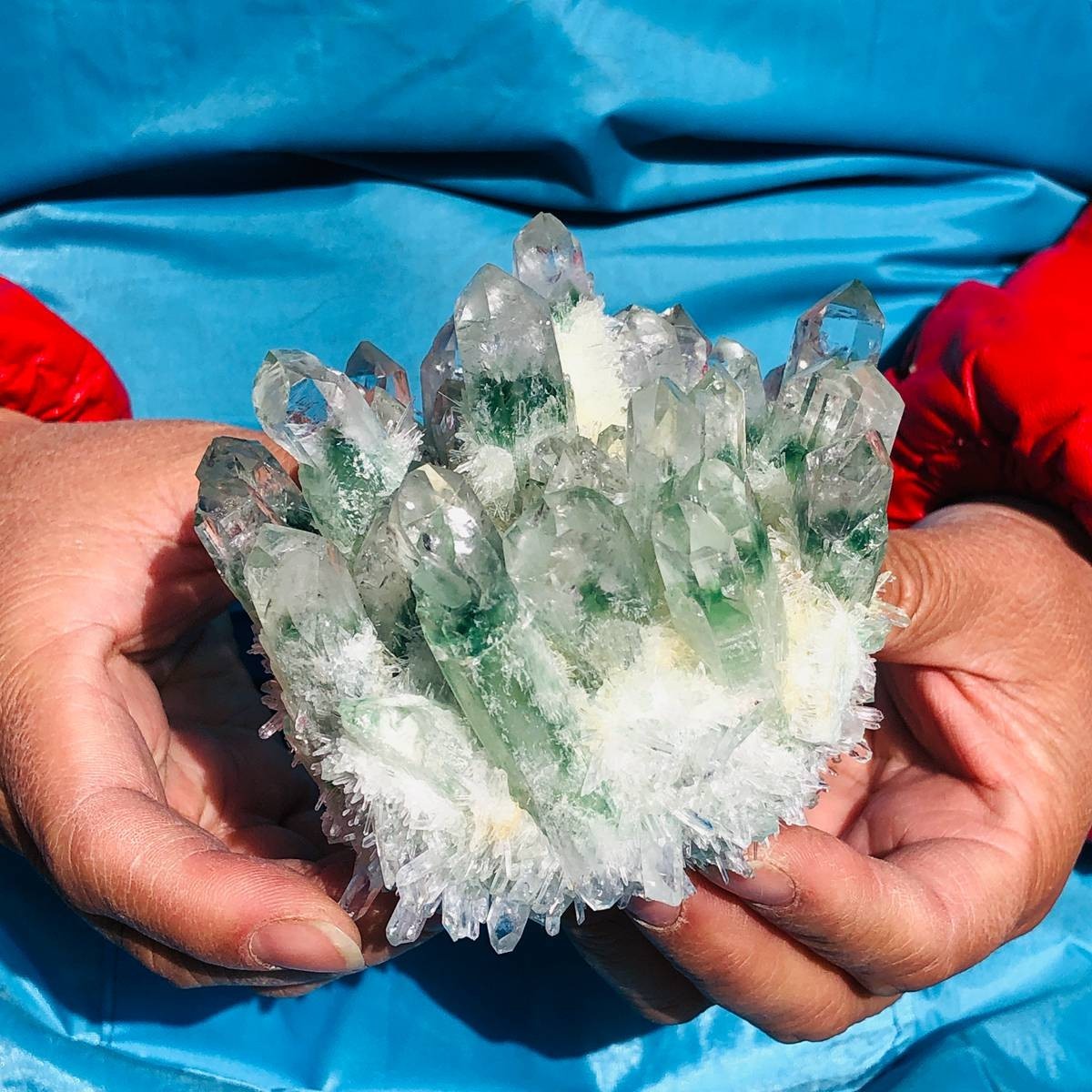 2 piece Lab-Grown Green Crystal Clusters Healing Energy Home Decor 2.61LB