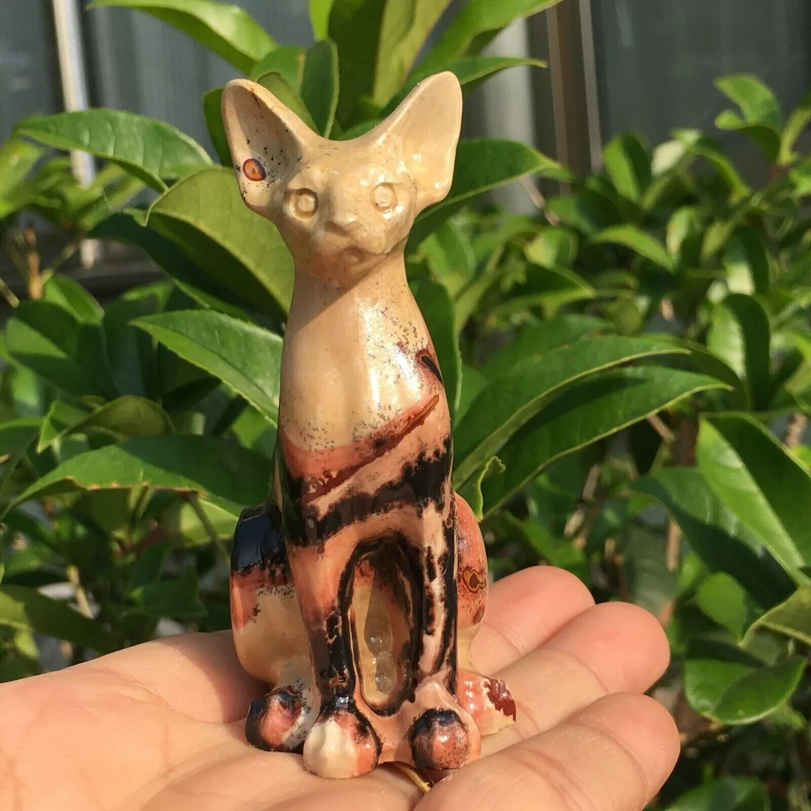 1pc Natural Picture Stone Quartz Carved cat Skull Crystal Healing random