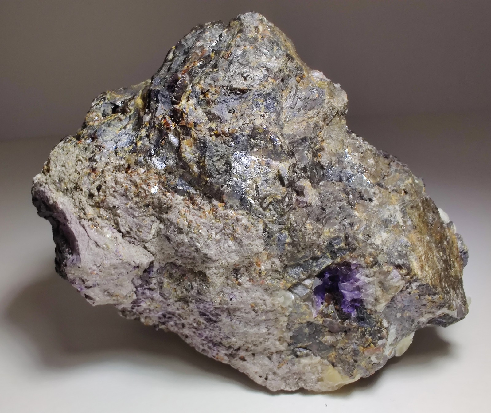 Sphalerite with Fluorite, Witherite, etc. UV. Cave in Rock, Illinois. 2.5 lbs.