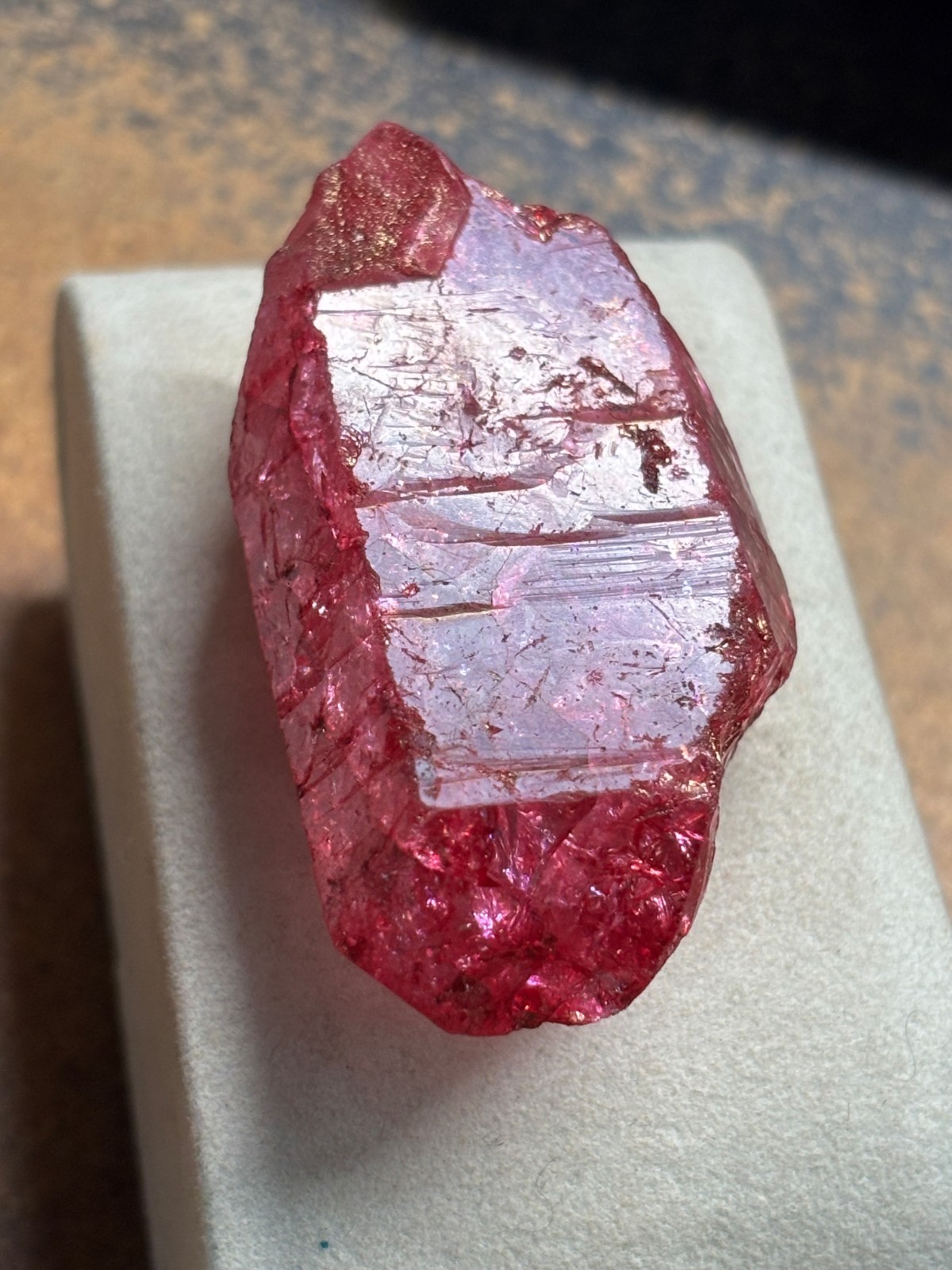 Dyed fractured Quartz crystal RUBY CORUNDUM ?? Wicca Pagan Mystic OCCULT