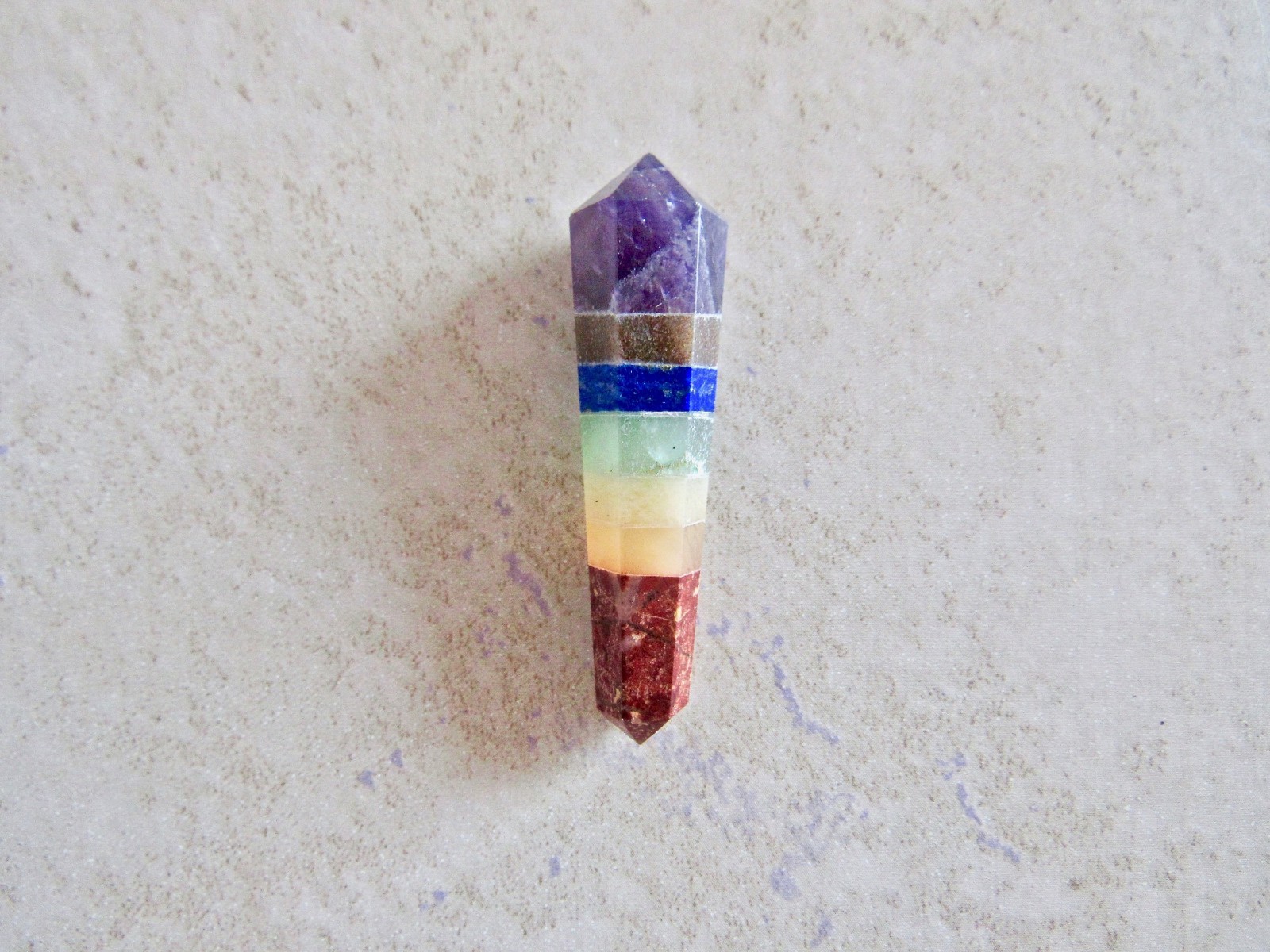 7 Chakra Stone Double Point Healing Crystal Quartz Natural Gemstone Wand Reiki E