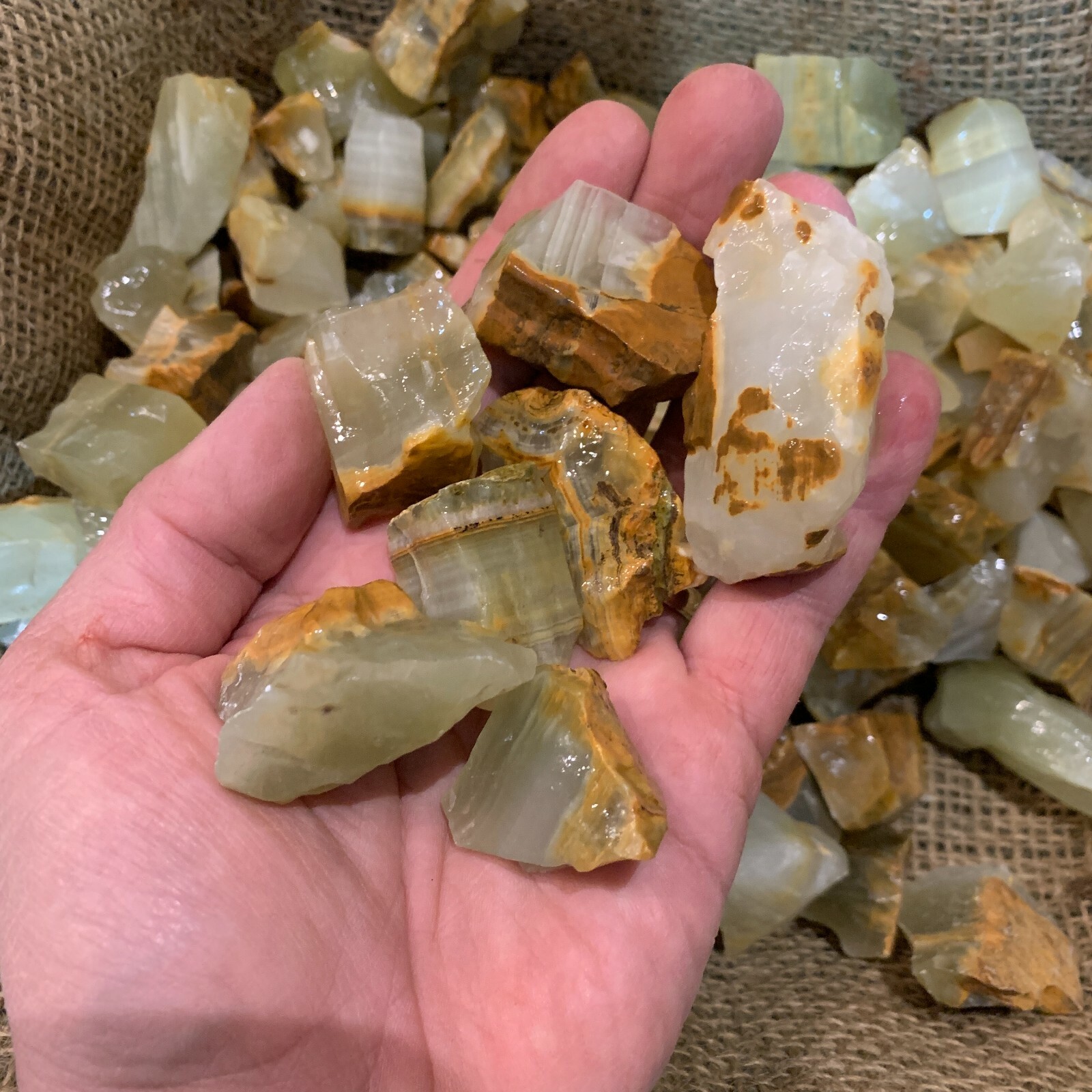 500 Carat Lots of Green Onyx Rough – Plus a Very Nice FREE Faceted Gemstone