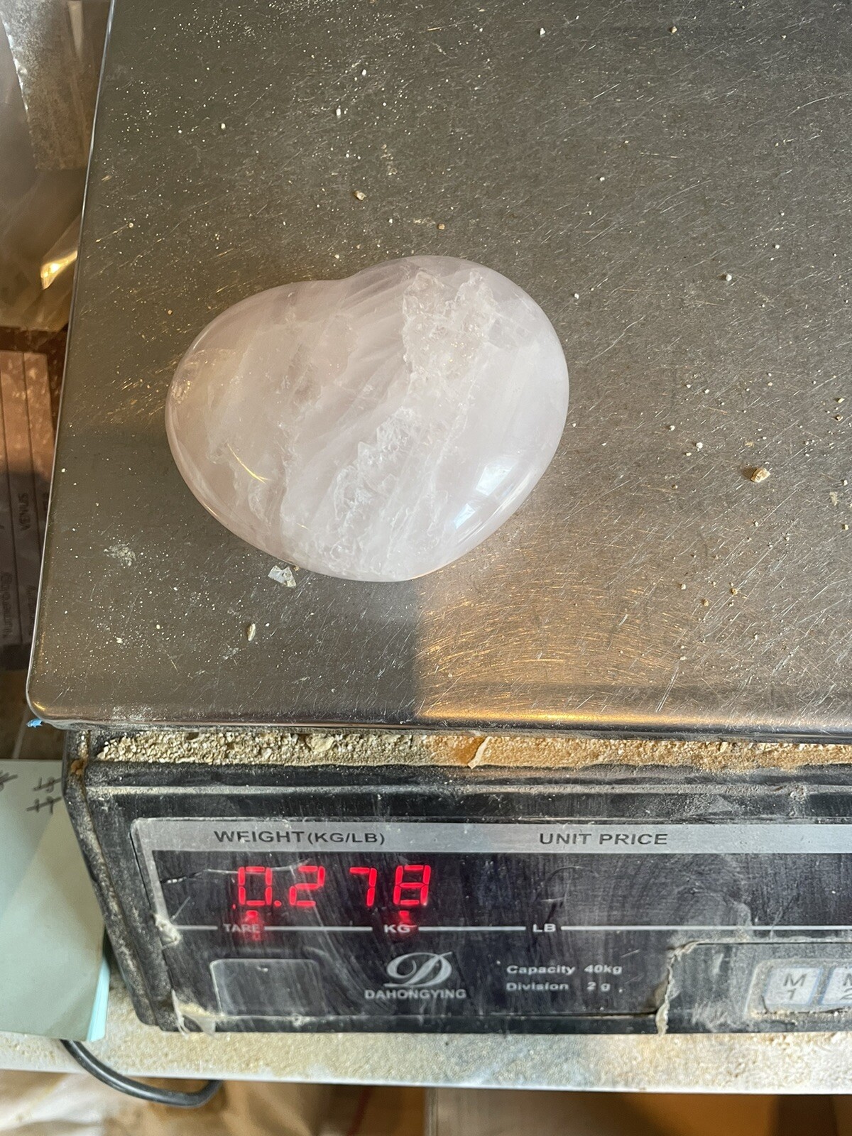 Large 8 cm 278 Grams Rose Quartz Puff Heart Crystal Love U.K. Seller F1#7