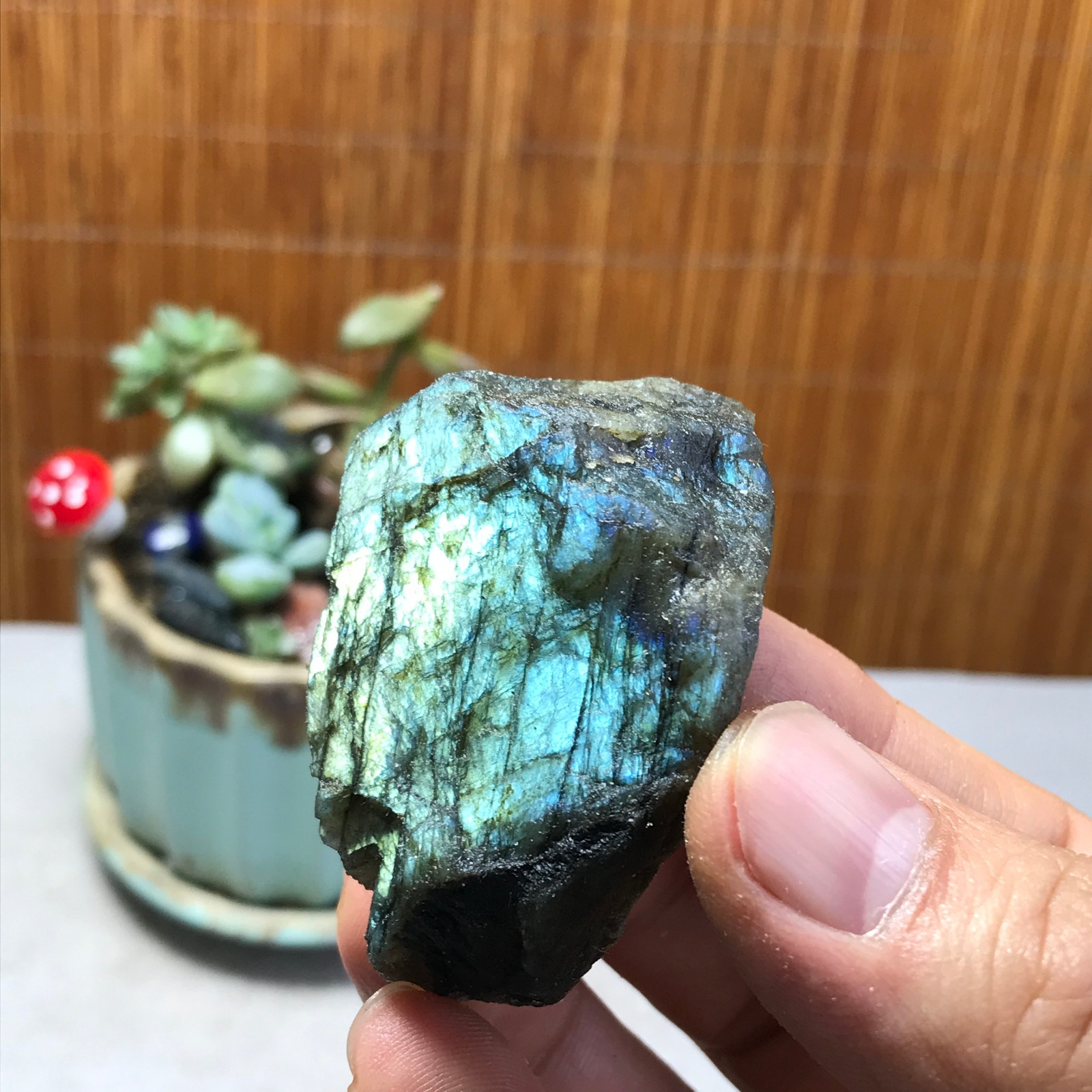 55-40-27mm Natural Labradorite Crystal gemstone Rough Mineral Specimen A5369