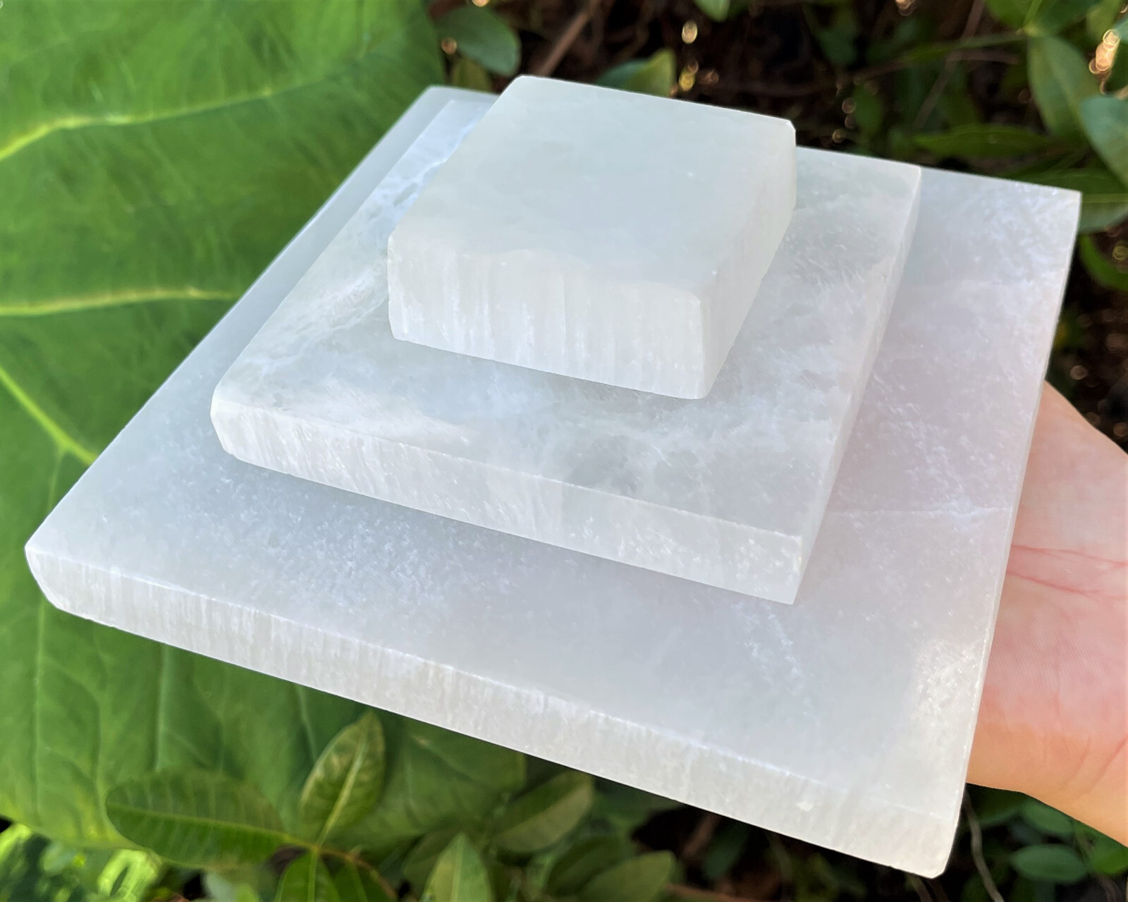Polished Selenite Charging Plate: Choose 3″, 4″ or 6″ Square Crystal Plate