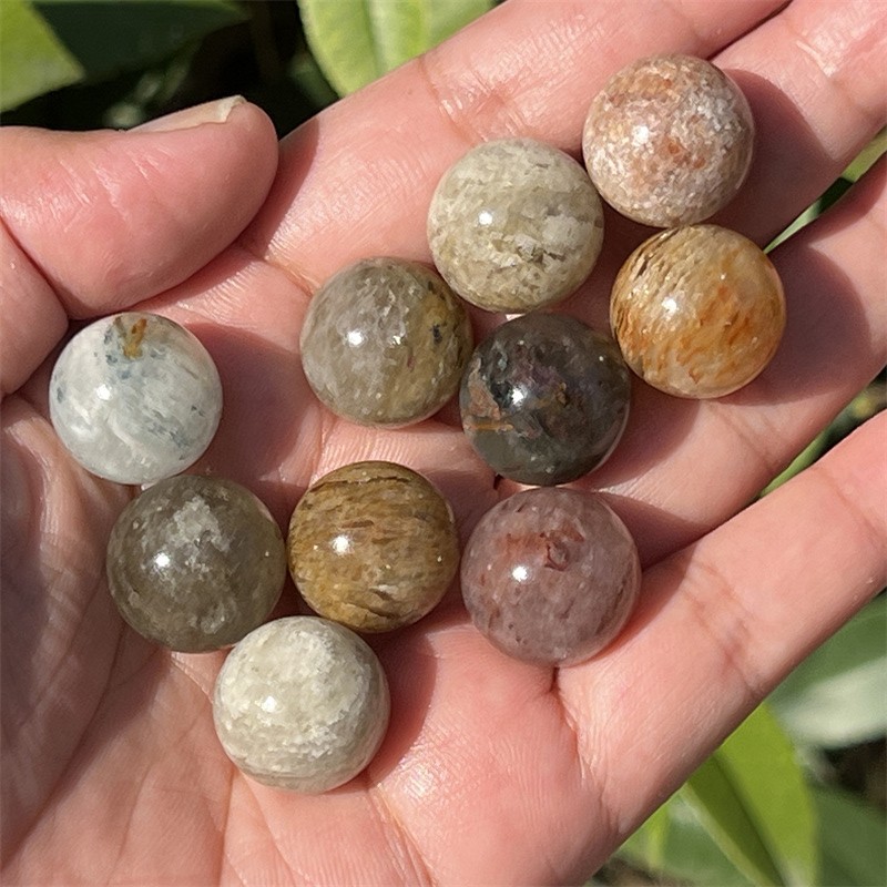100pcs Natural Colorful Phantom Ball 15mm+ Quartz Crystal Sphere Healing Random