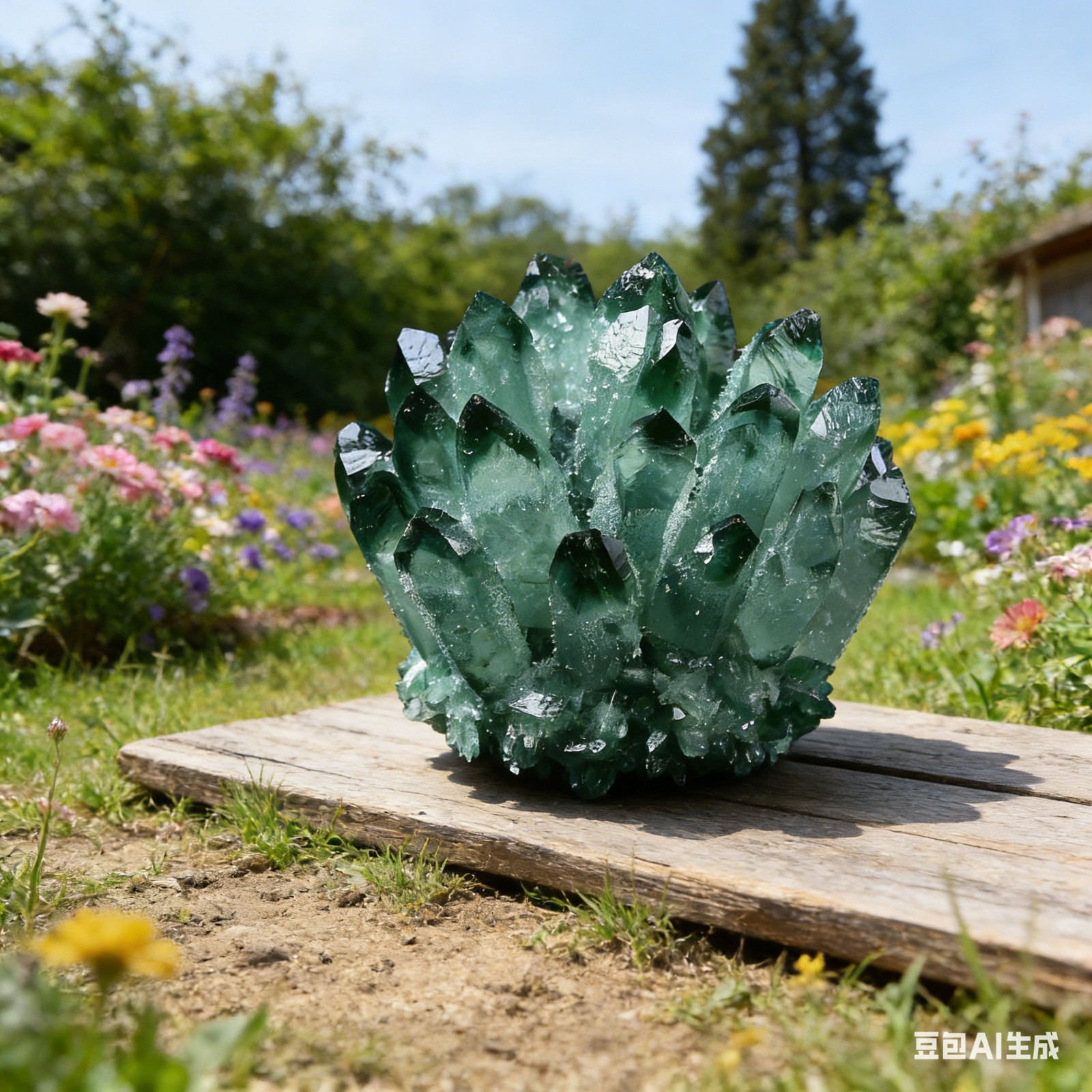 Natural Green Ghost Crystal Cluster Natural Rough Geode Reiki specime decor 400g