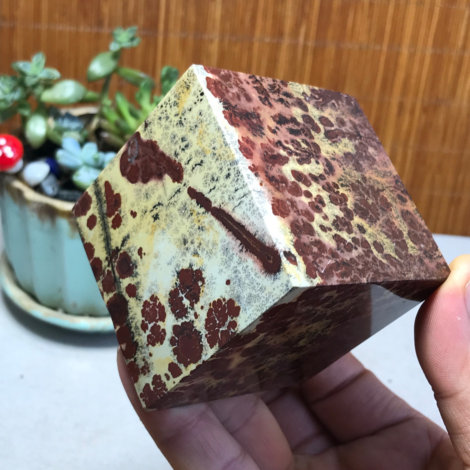 59mm Natural Chinese Painting Stone Quartz Crystal cuboid home decor 555g A5727