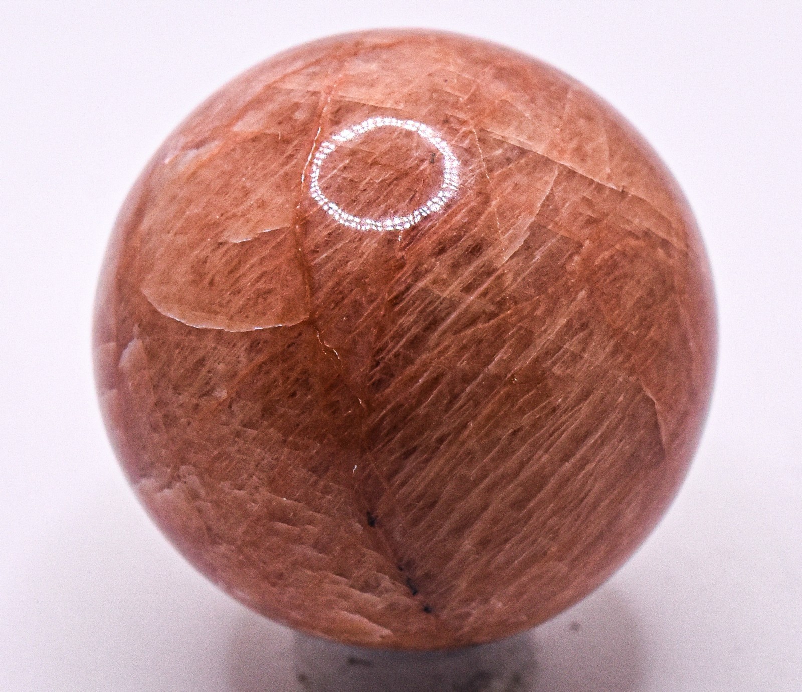 38mm Orange Peach Moonstone Sphere Polished Natural Feldspar Mineral Ball India