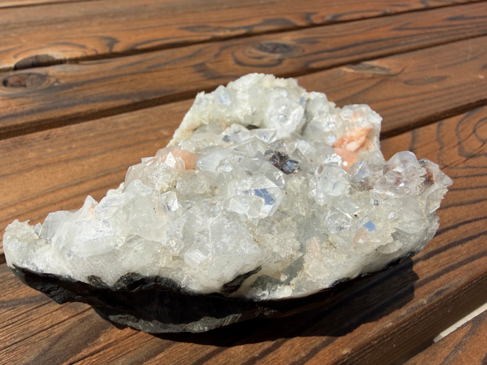 Diamond Apophyllite with Peach Stilbite, India Large Cluster Cut-Base 758g/1.6lb