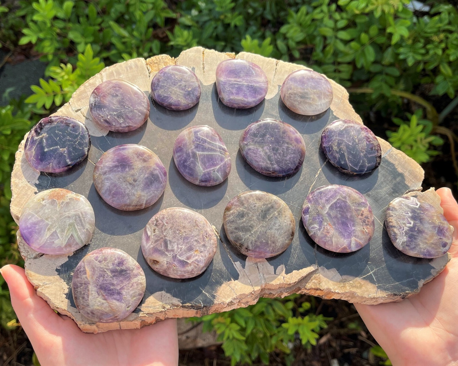 Amethyst Pocket Palm Stone MEDIUM (Smooth Polished Amethyst Worry Stone)