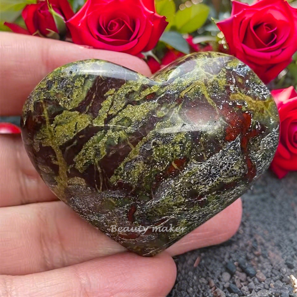 Dragon Blood Jasper Heart Stone Carving Natural Gemstone Specimen Collection 3in