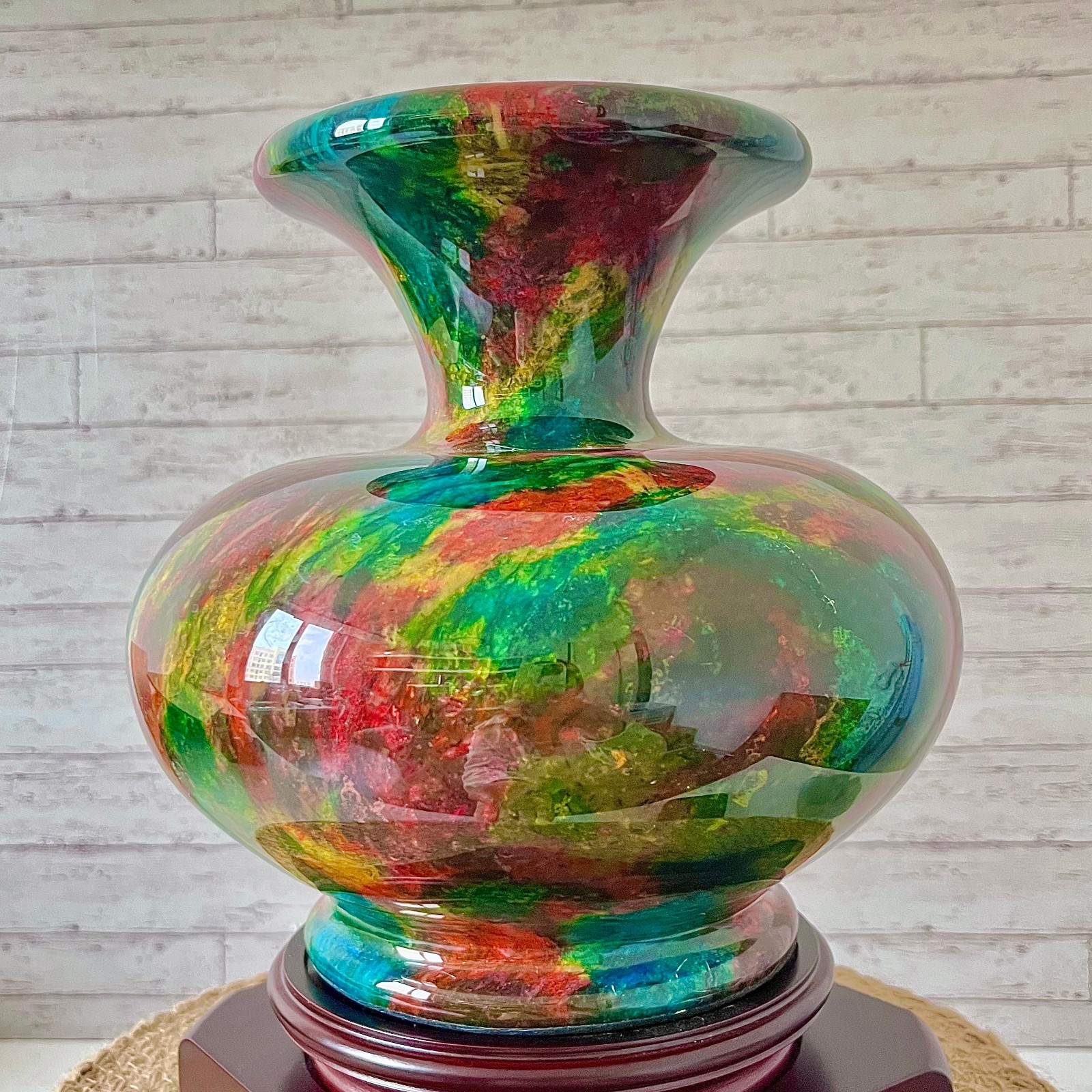 7-Color Jade Crystal Tianqiuping Bottle Iridescent Art Collectible decor 9.6 lb