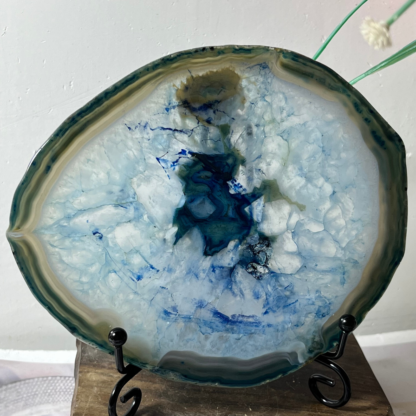 Natural Beautiful Agate Geode Druzy Slice Gemstone HEALING+support ot78