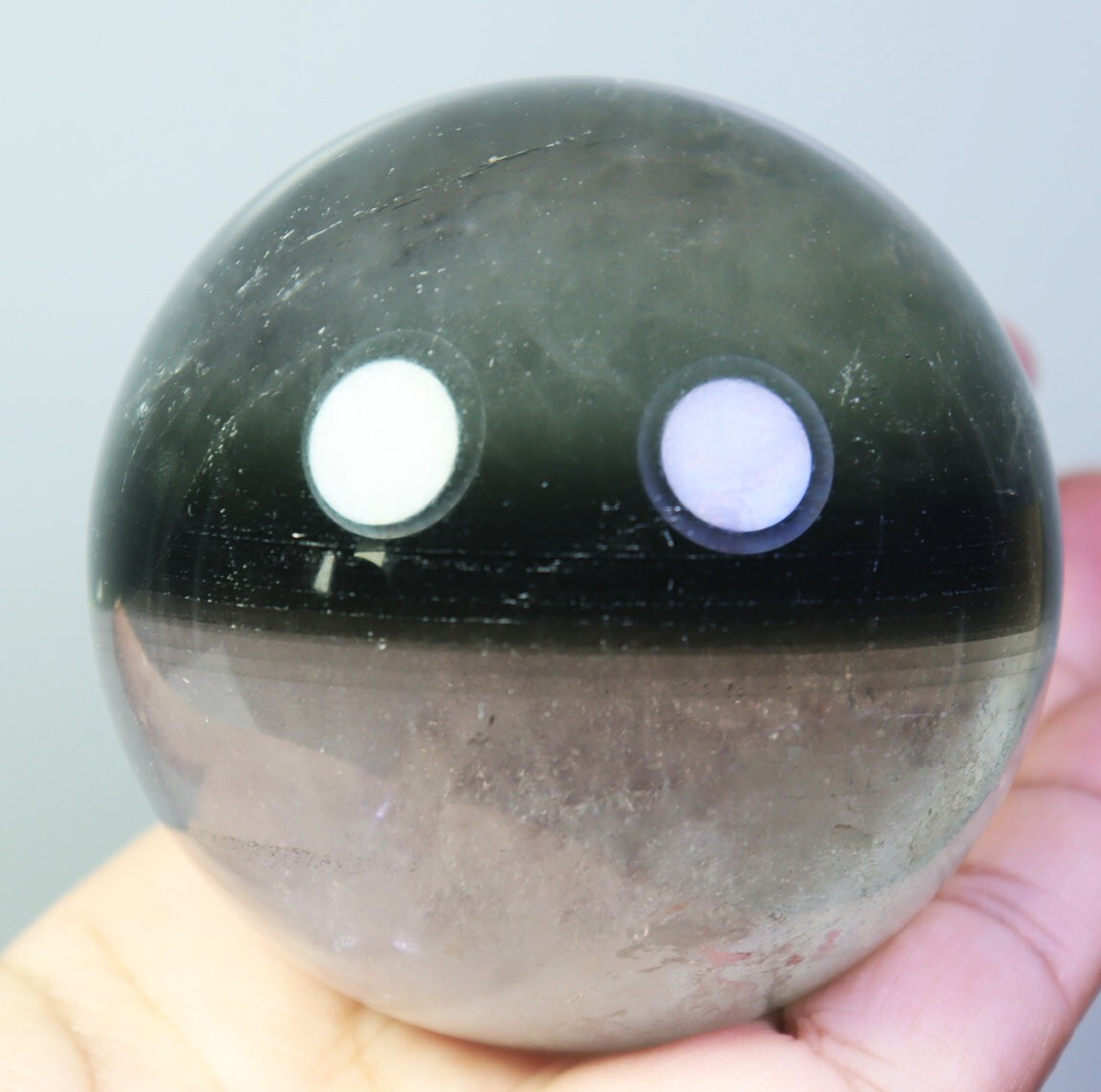 Natural Green Phantom Rainbow Quartz Crystal Stone Sphere Ball Reiki Healing