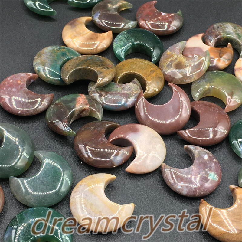 100pcs Natural ocean jasper moon Carved Quartz Crystal Skull Gift 28mm-wholesale