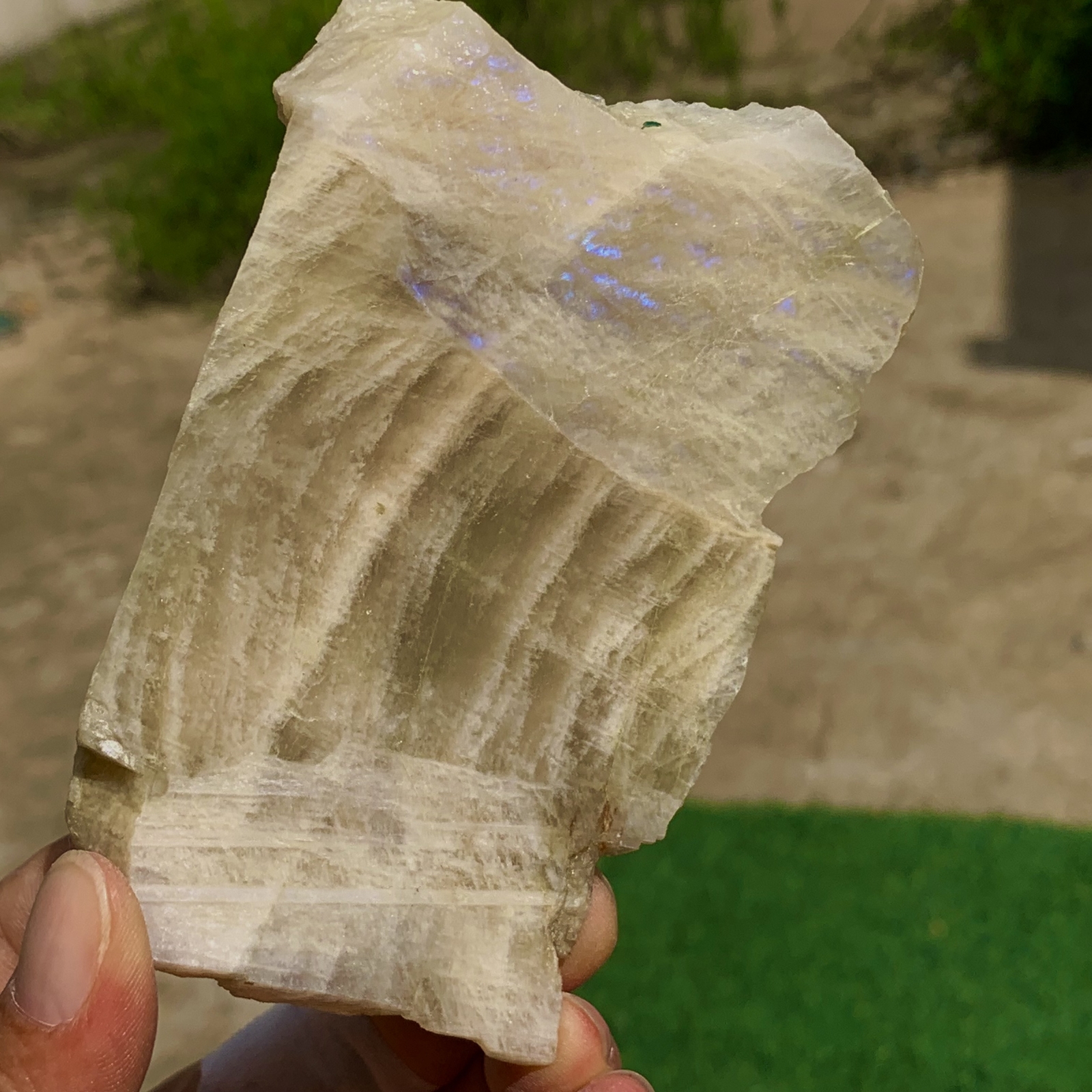 193G Flashy Rainbow Moonstone Sunstone Crystal Slab, Thick Rainbow Moonsto