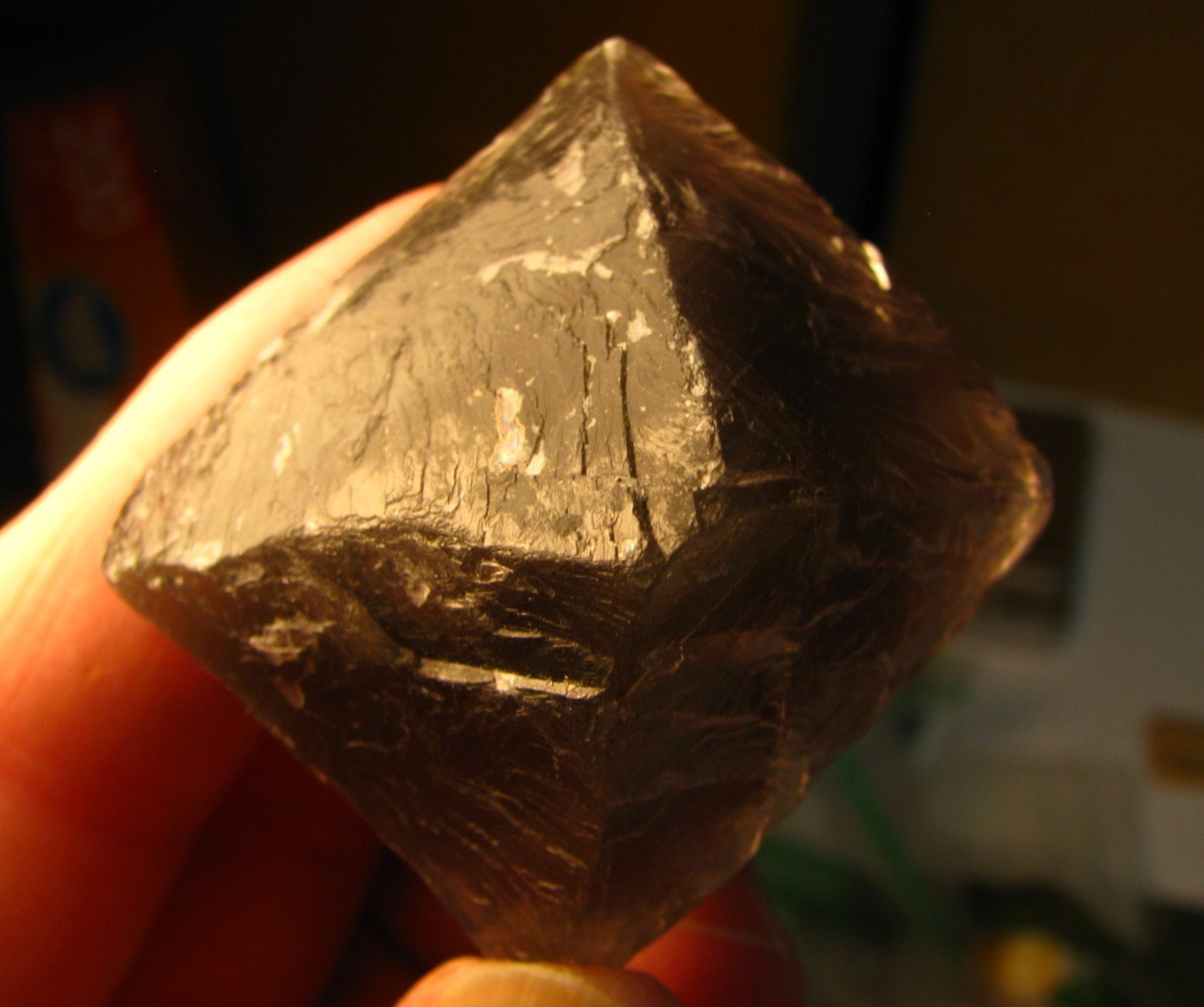 98g LARGE GRAY/CLEAR OCTAHEDRON FLUORITE 2.07×2.06×2.06in DE’AN JIANXI CHINA#243