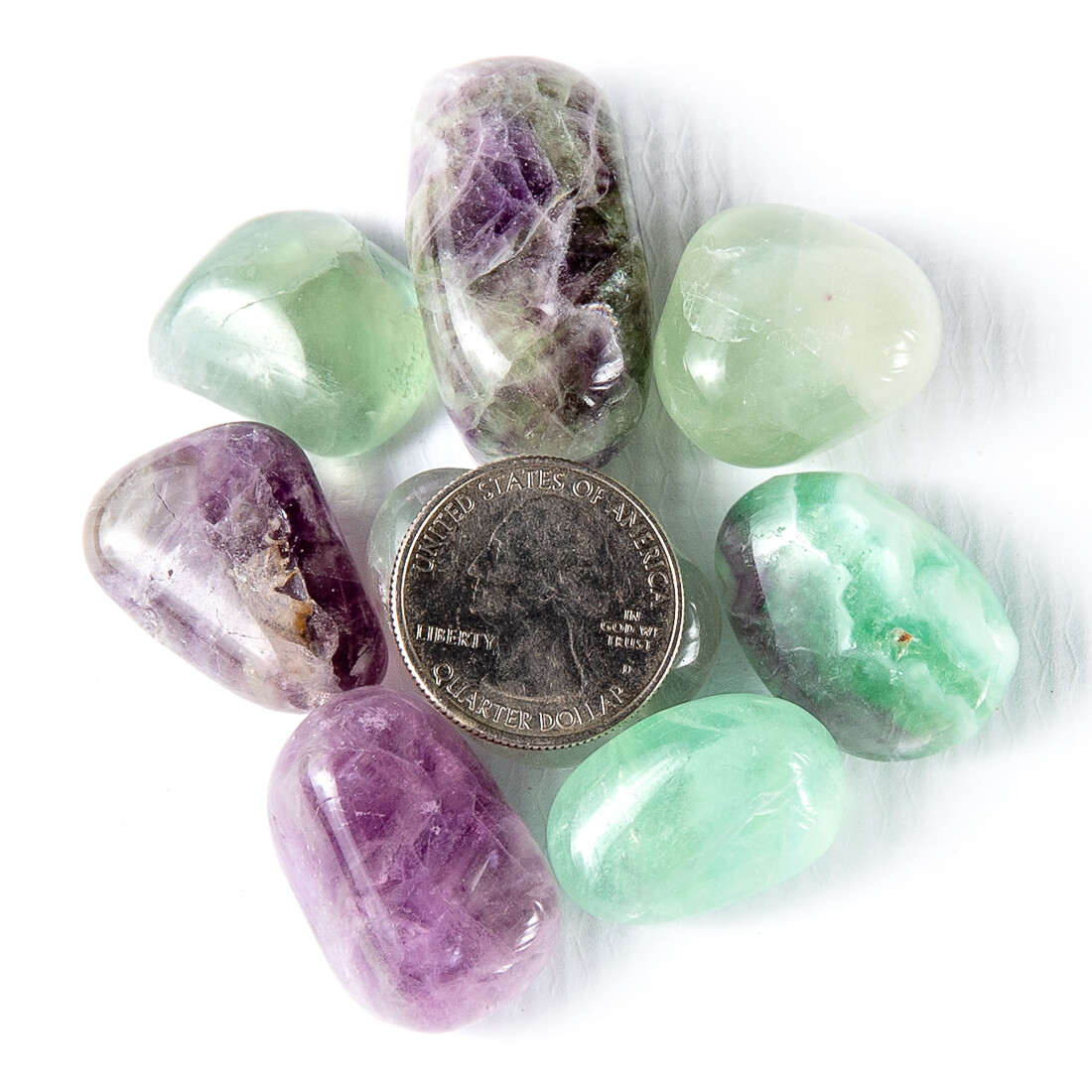 1/2 lb Tumbled Rainbow Fluorite Gemstone Crystals 8-15 Stones Gem Rock Specimens