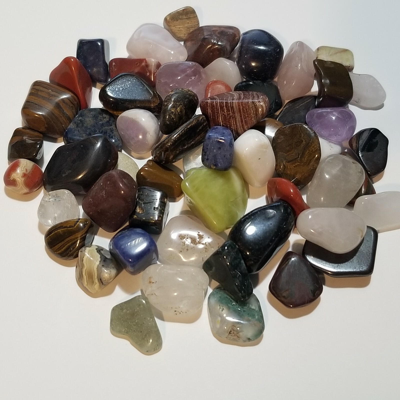 100-130 colorful Mixed Natural Assorted bulk tumbled Gem stone mix 1lb Lot