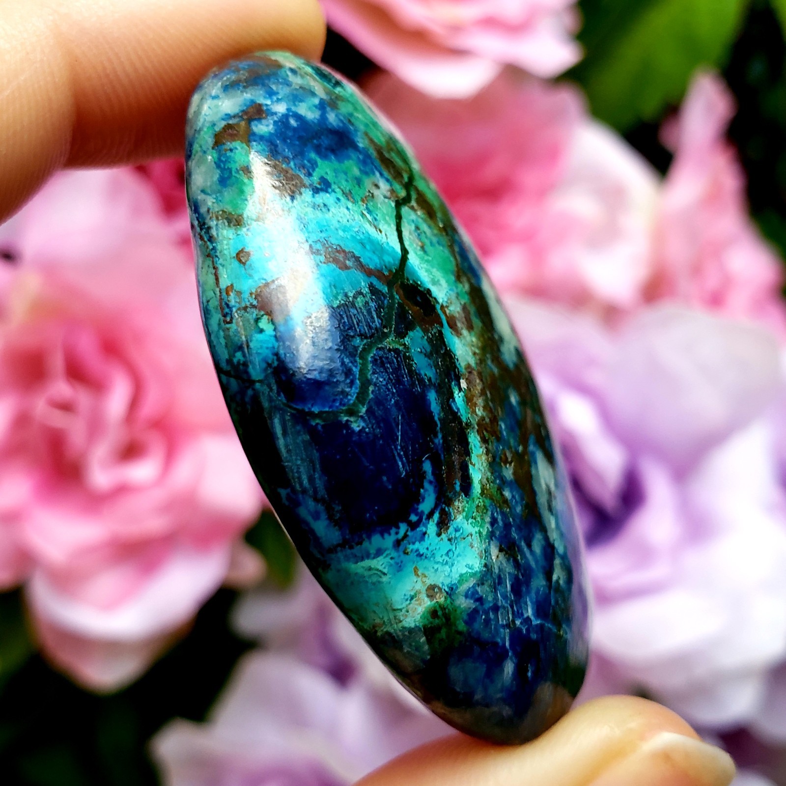 Shattuckite polished worry stone natural crystal healing gemstone pc #102