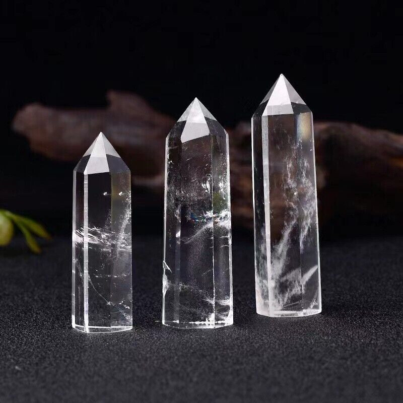6pcs Natural Clear quartz tower crystal oblisk wand point healing reiki random