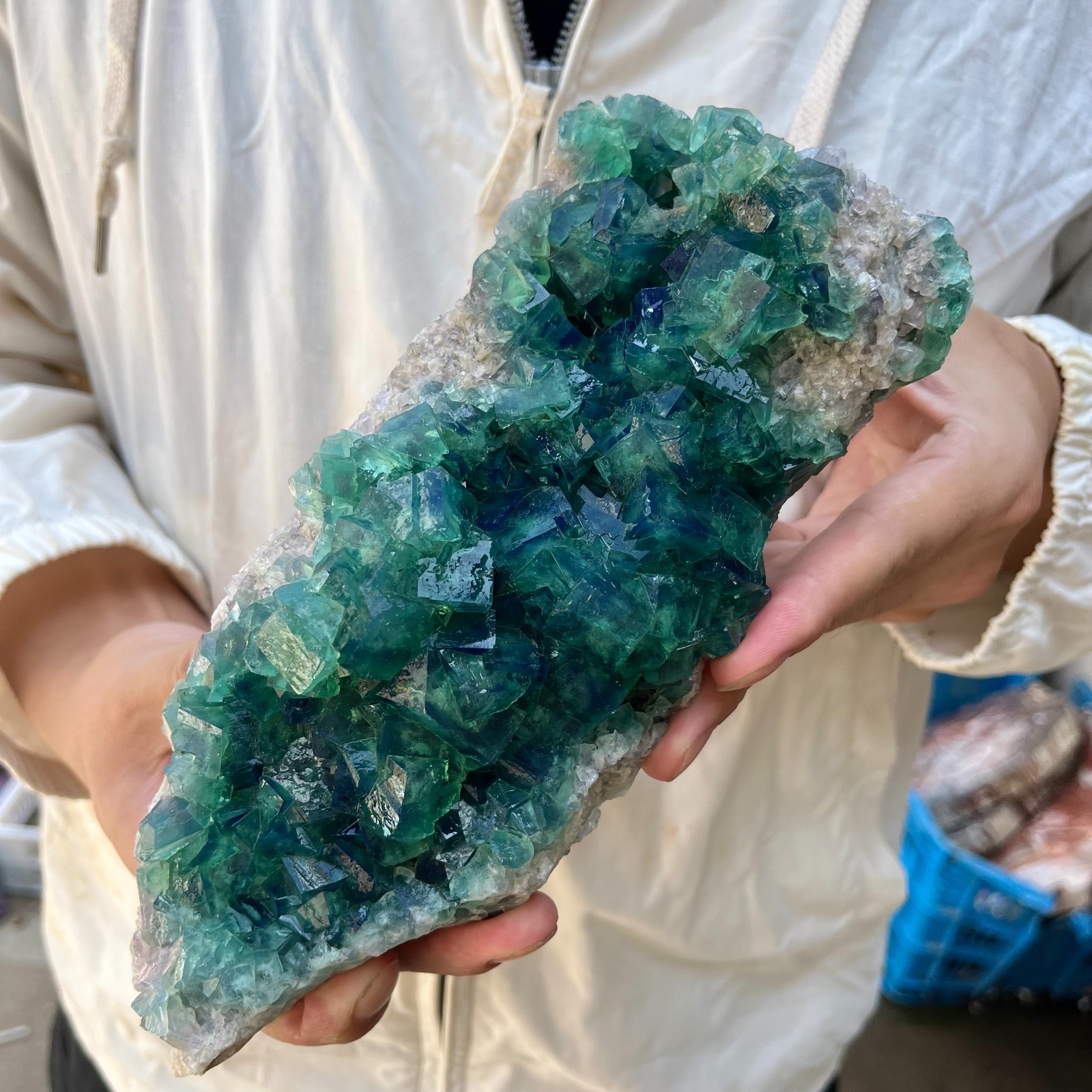 4.2lb NATURAL Green Cube FLUORITE Quartz Crystal Cluster Mineral Specimen