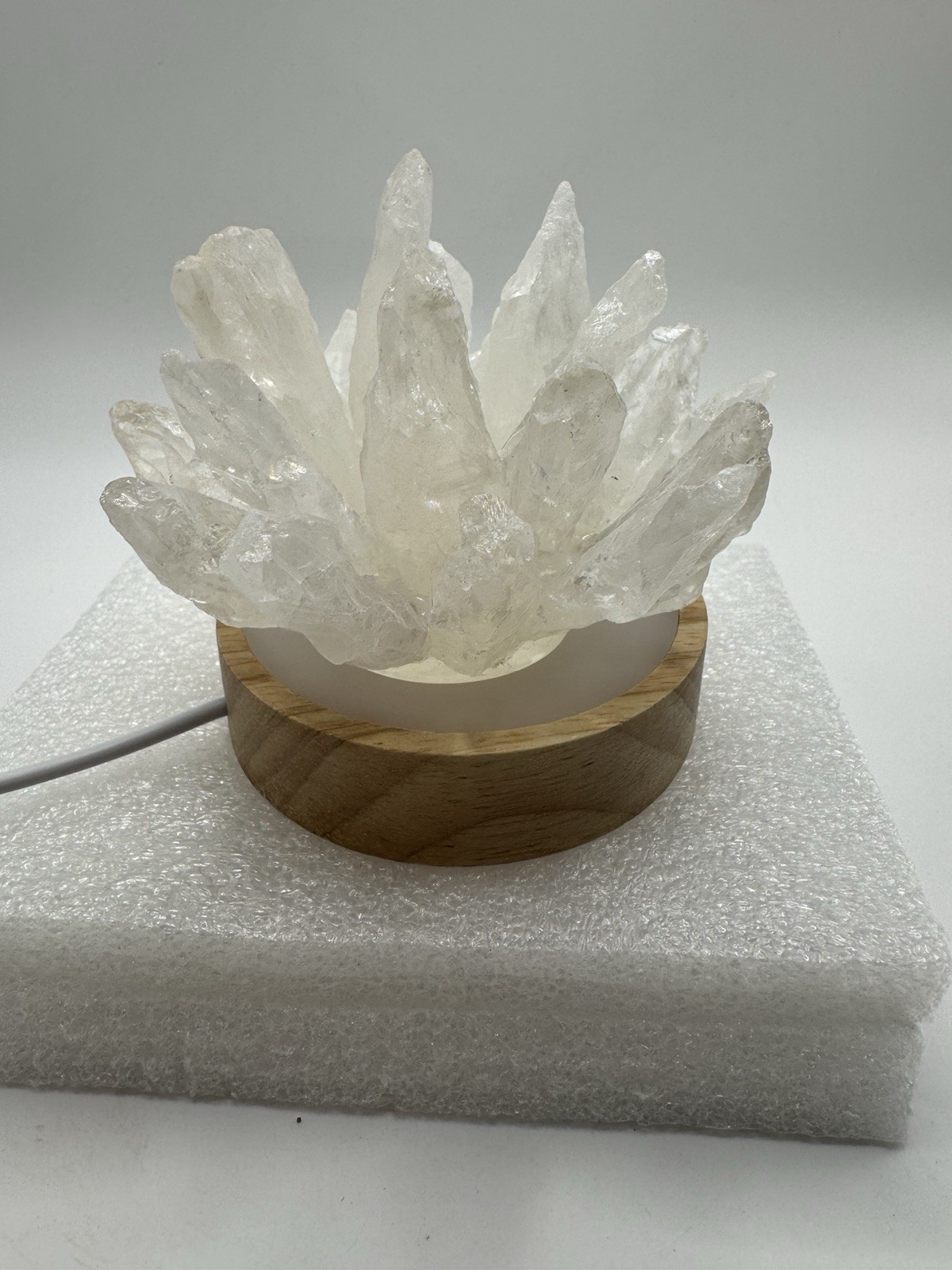 Natural Rock Crystal Cluster With Color Changing Led Base